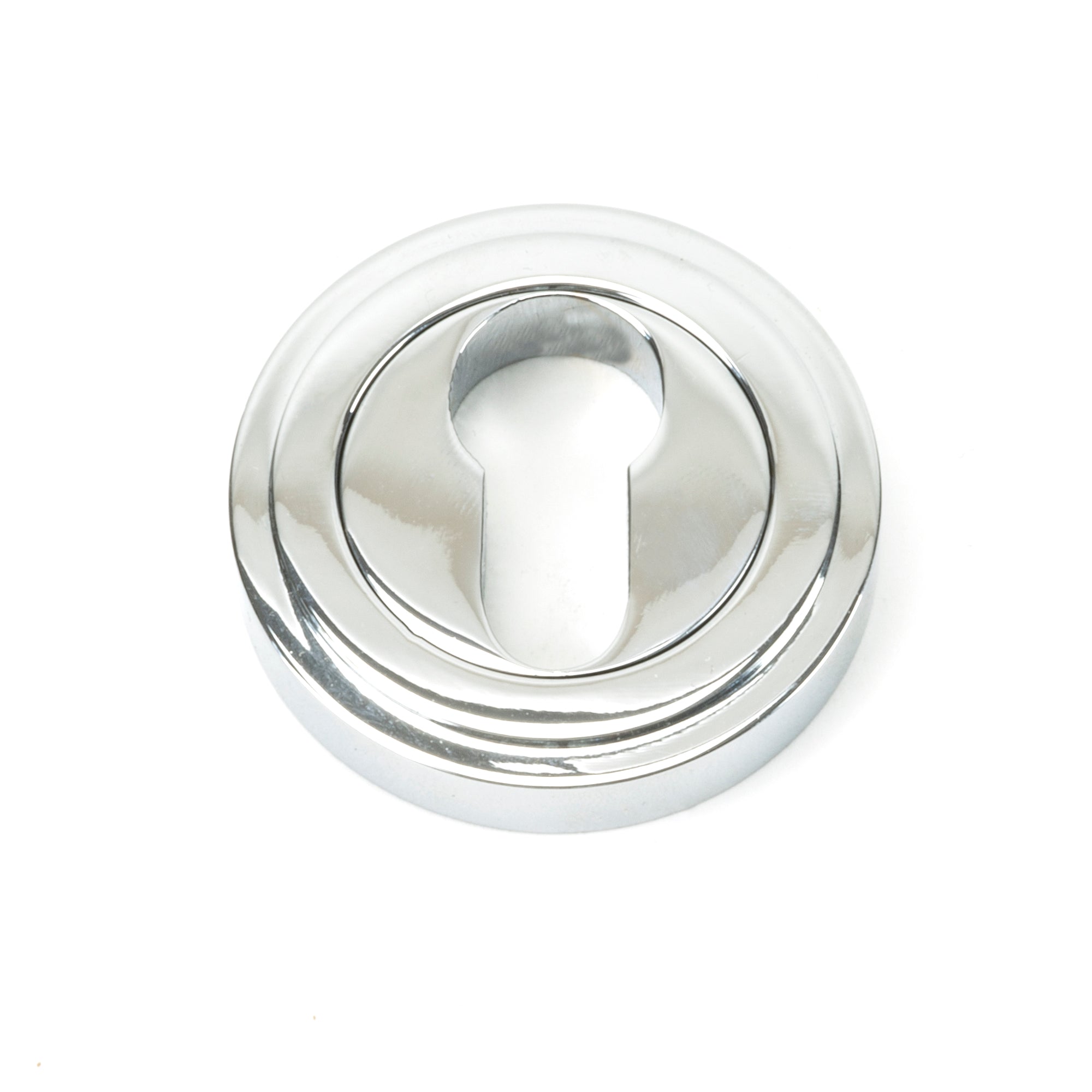 Polished Chrome Round Euro Escutcheon (Art Deco) | From The Anvil-Euro Escutcheons-Yester Home