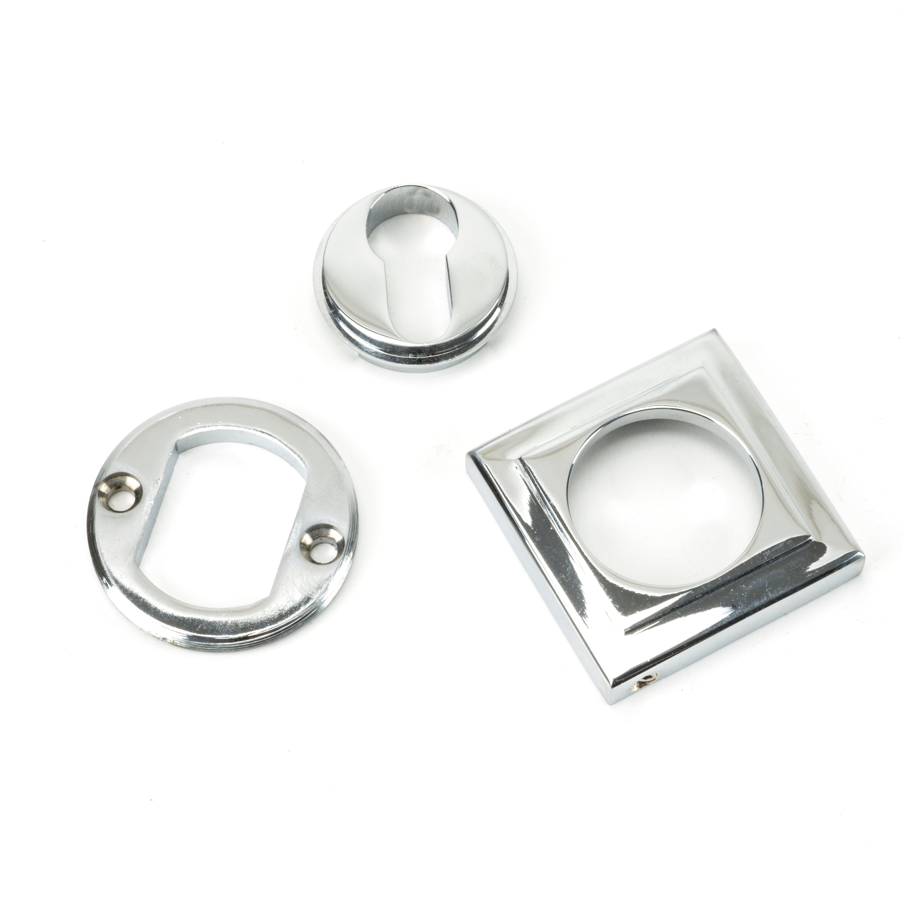 Polished Chrome Round Euro Escutcheon (Square) | From The Anvil-Euro Escutcheons-Yester Home
