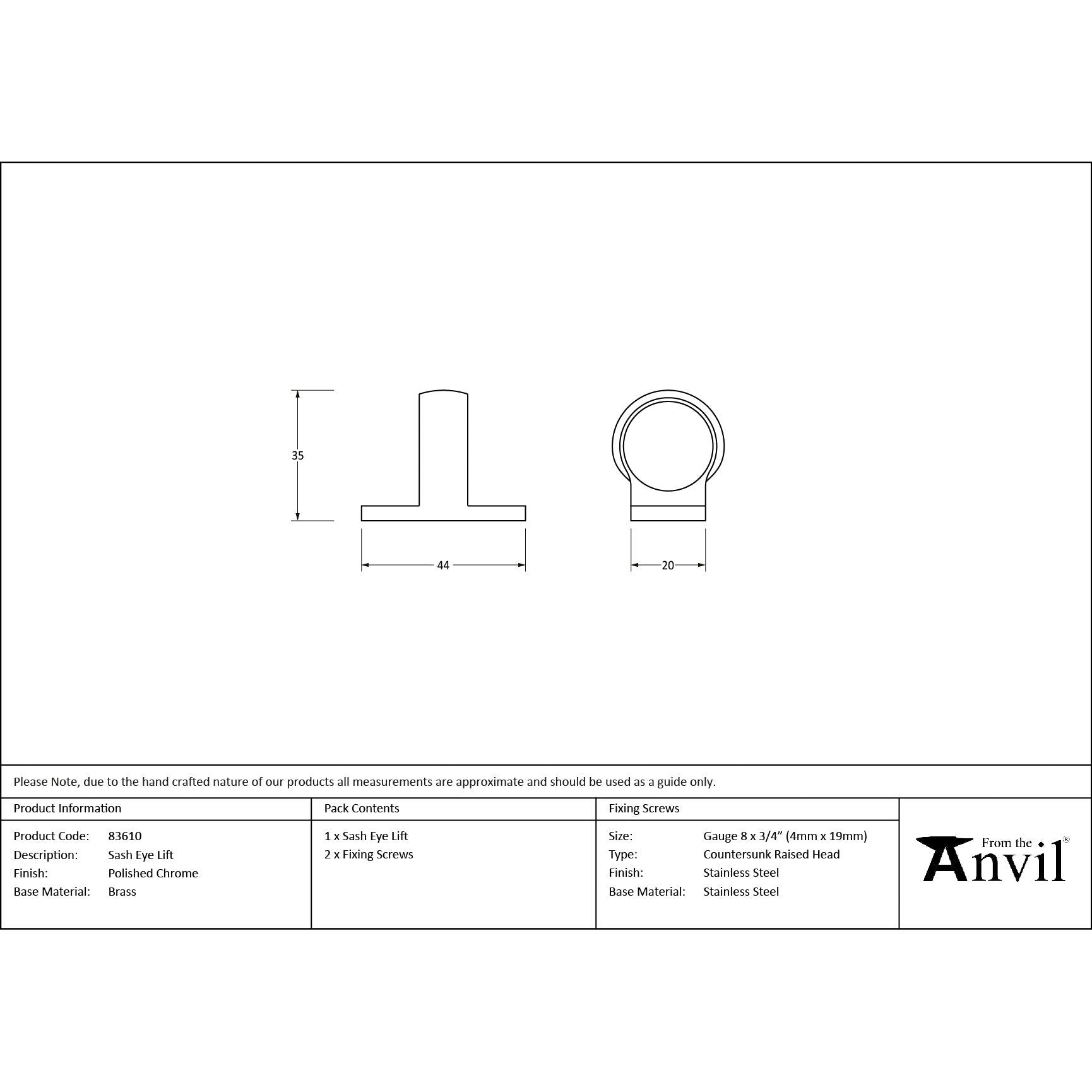 Polished Chrome Sash Eye Lift | From The Anvil - Sash Lifts - From The Anvil - Yester Home