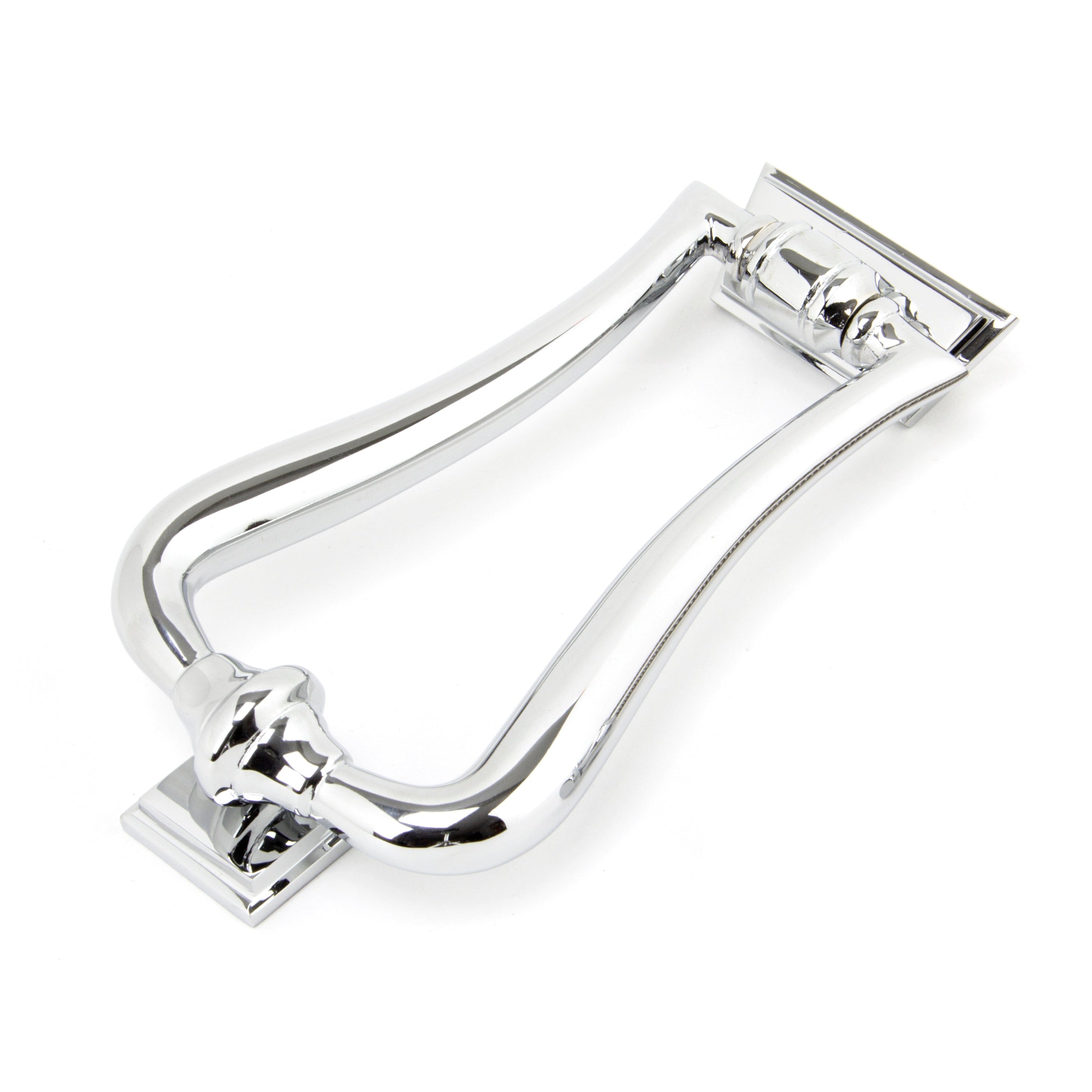 Polished Chrome Slimline Art Deco Door Knocker | From The Anvil-Bolt-Through Door Knockers-Yester Home
