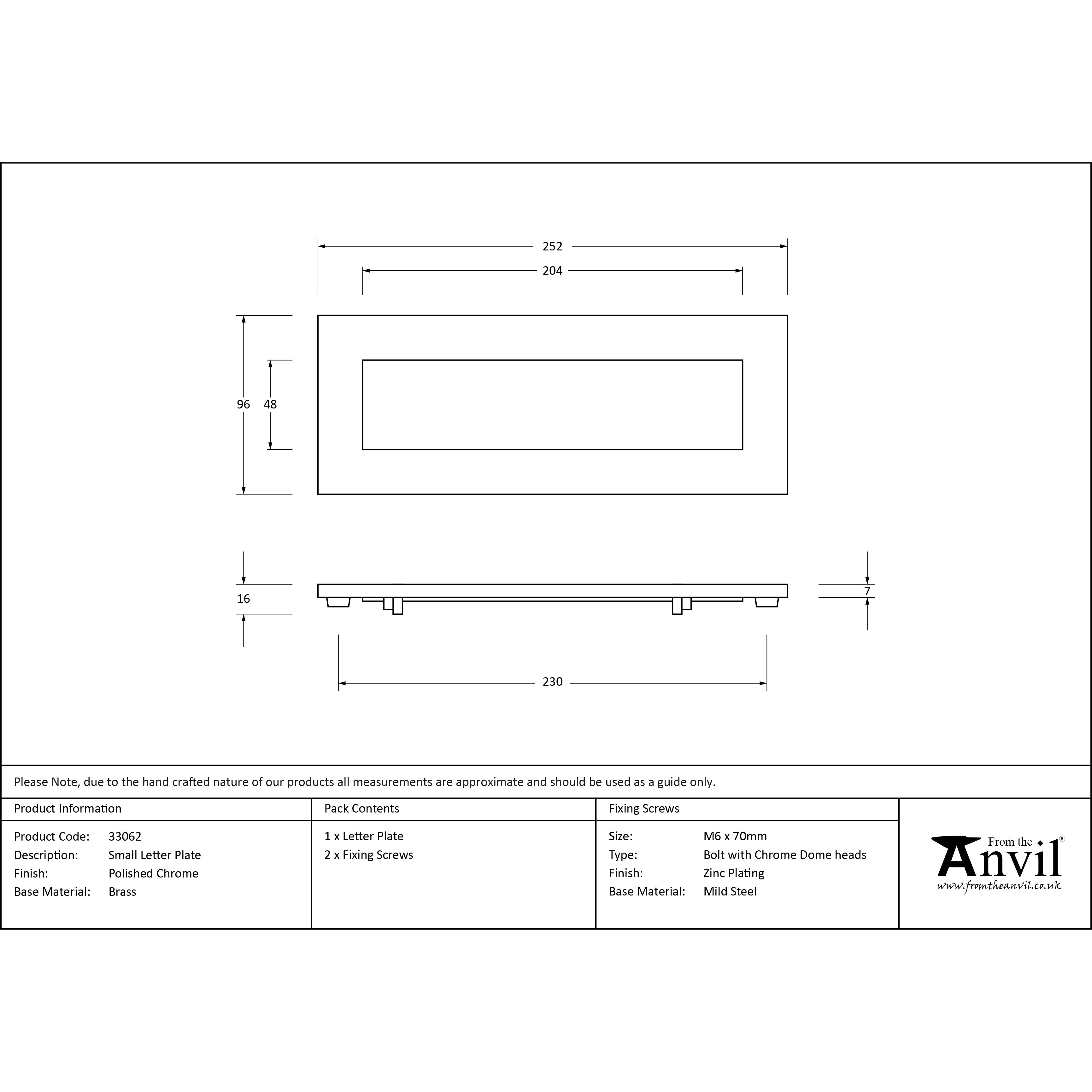 Polished Chrome Small Letter Plate | From The Anvil-Letter Plates-Yester Home