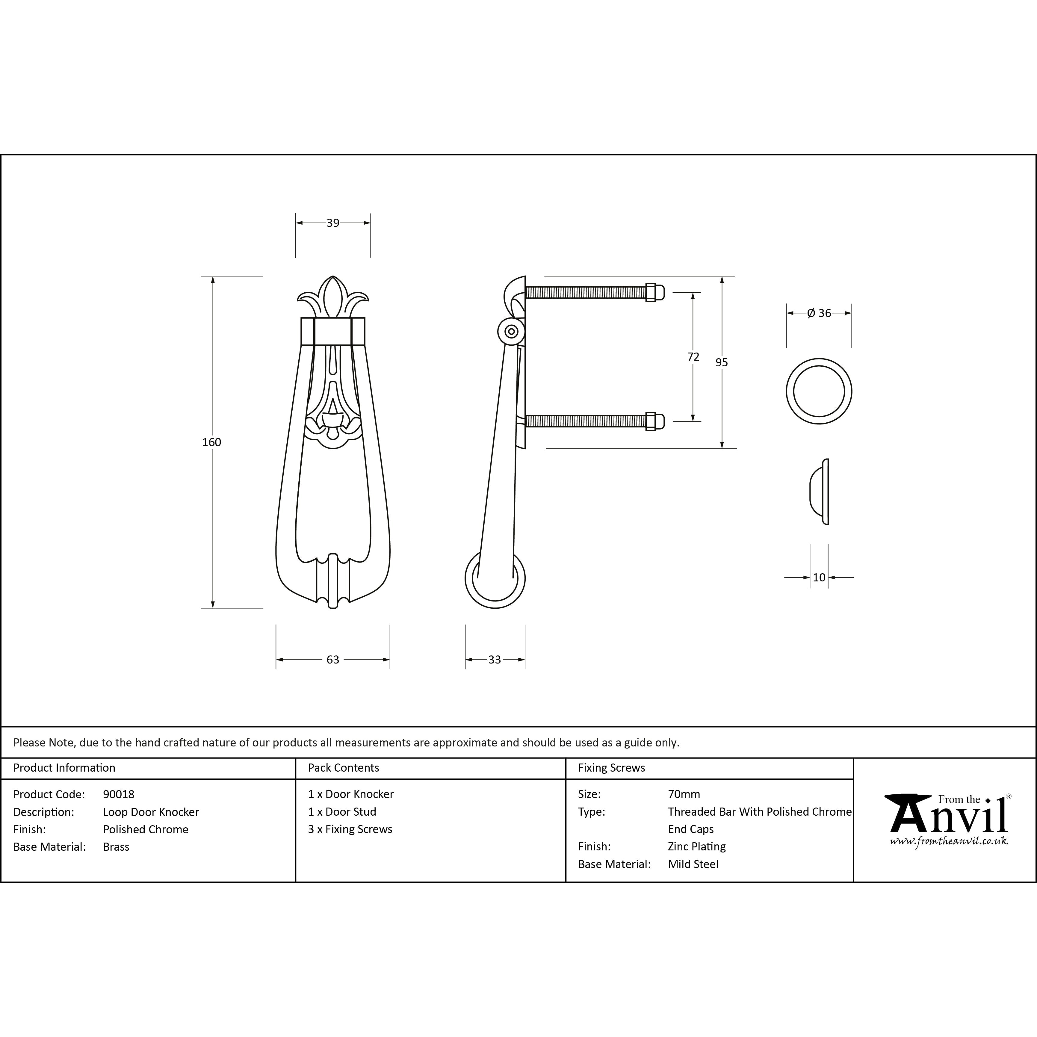 Polished Chrome Victorian Loop Door Knocker | From The Anvil-Bolt-Through Door Knockers-Yester Home