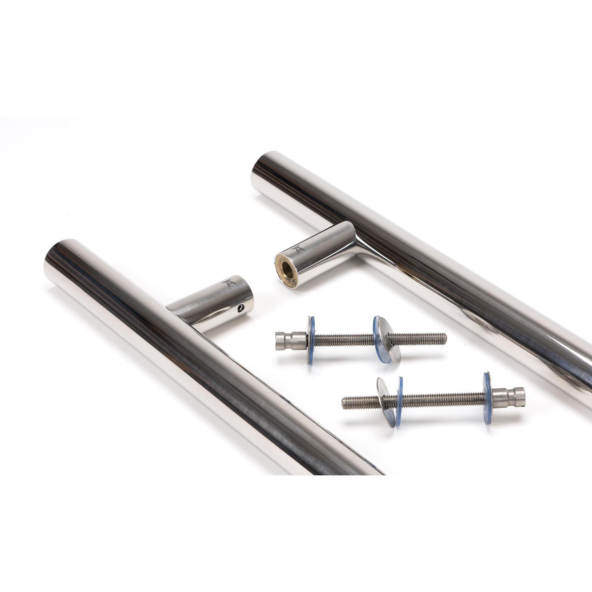 Polished Marine SS (316) 0.6m T Bar Handle B2B Fix 32mm Ø | From The Anvil - Door Pull Handles - From The Anvil - Yester Home