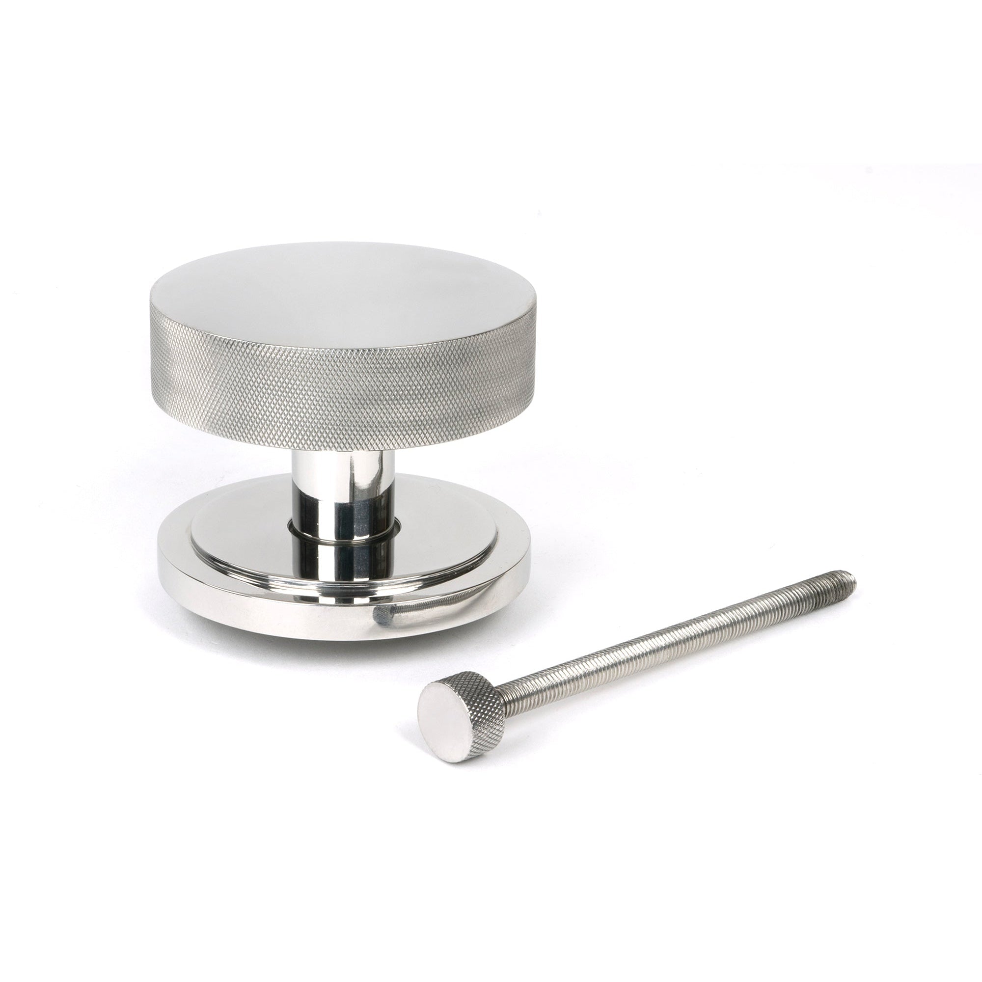 Polished Marine SS (316) Brompton Centre Door Knob (Art Deco) | From The Anvil-Centre Door Knobs-Yester Home