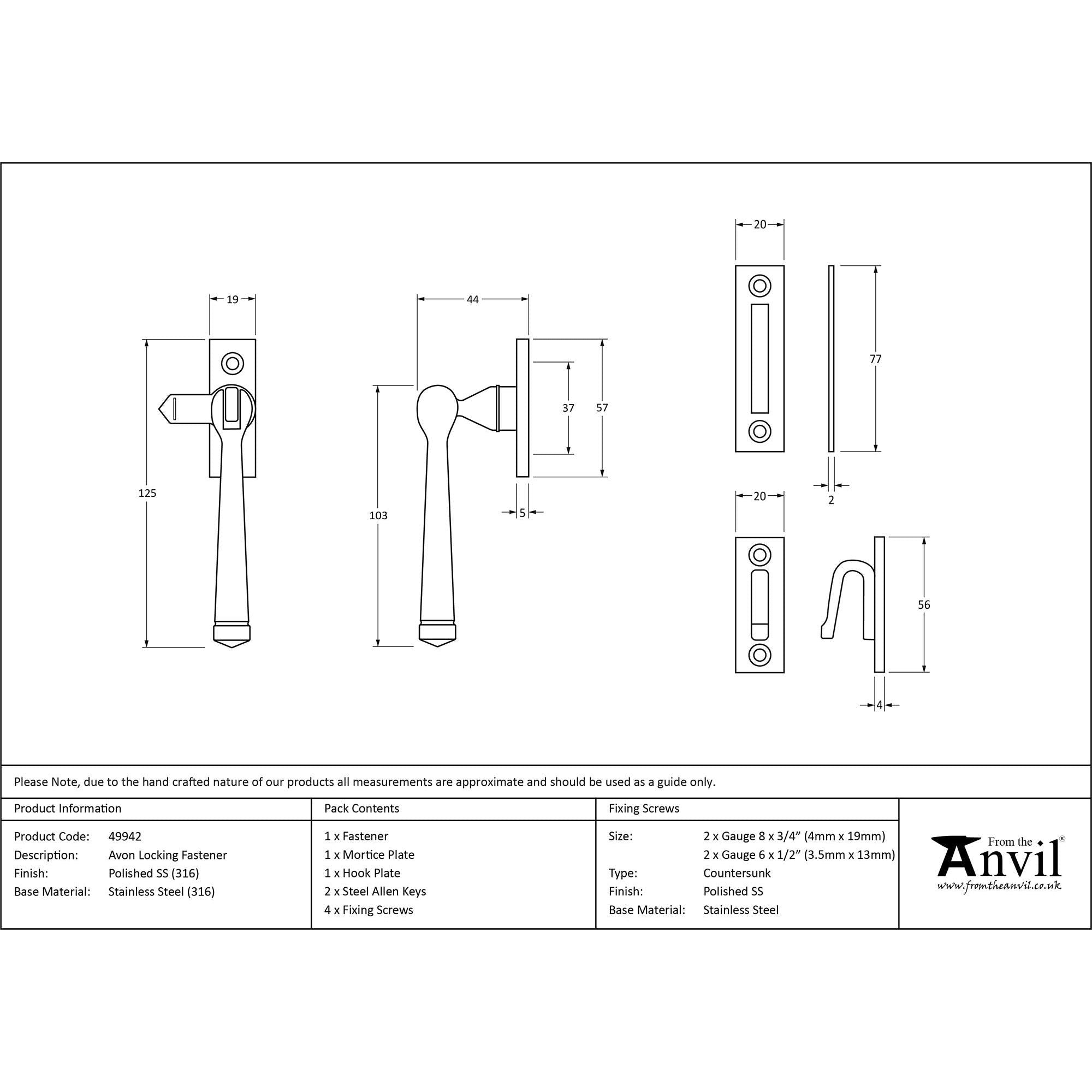 Polished Marine SS (316) Locking Avon Fastener | From The Anvil - Locking Fasteners - From The Anvil - Yester Home