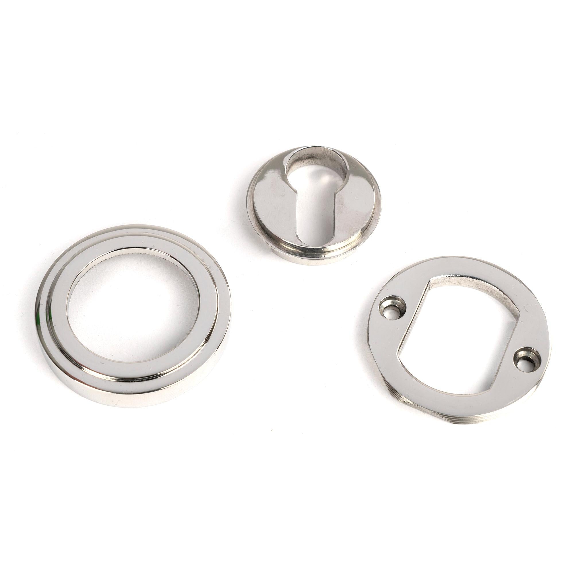 Polished Marine SS (316) Round Euro Escutcheon (Art Deco) | From The Anvil - Euro Escutcheons - From The Anvil - Yester Home