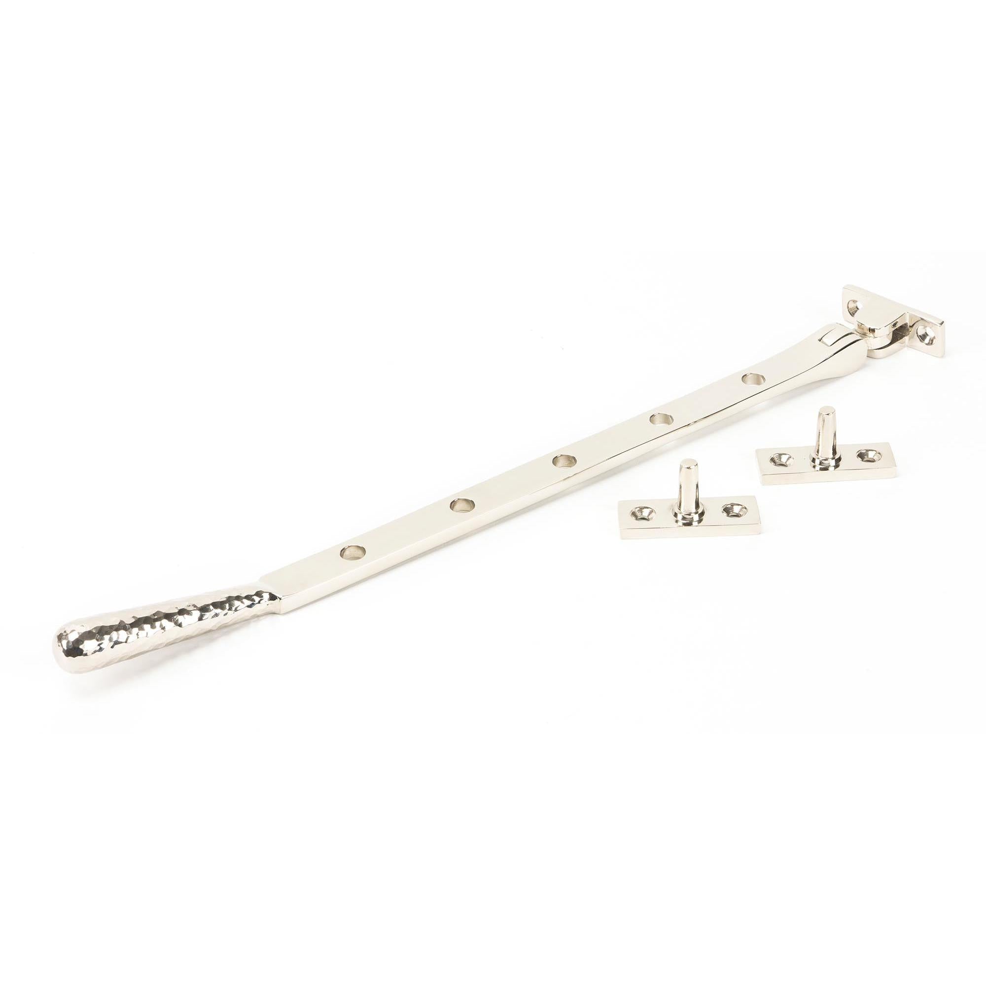 Polished Nickel 12" Hammered Newbury Stay | From The Anvil - Stays - From The Anvil - Yester Home