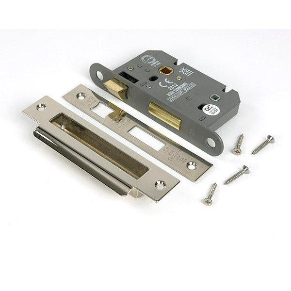 Polished Nickel 2½" Heavy Duty Bathroom Mortice Lock - Bathroom Locks - From The Anvil - Yester Home