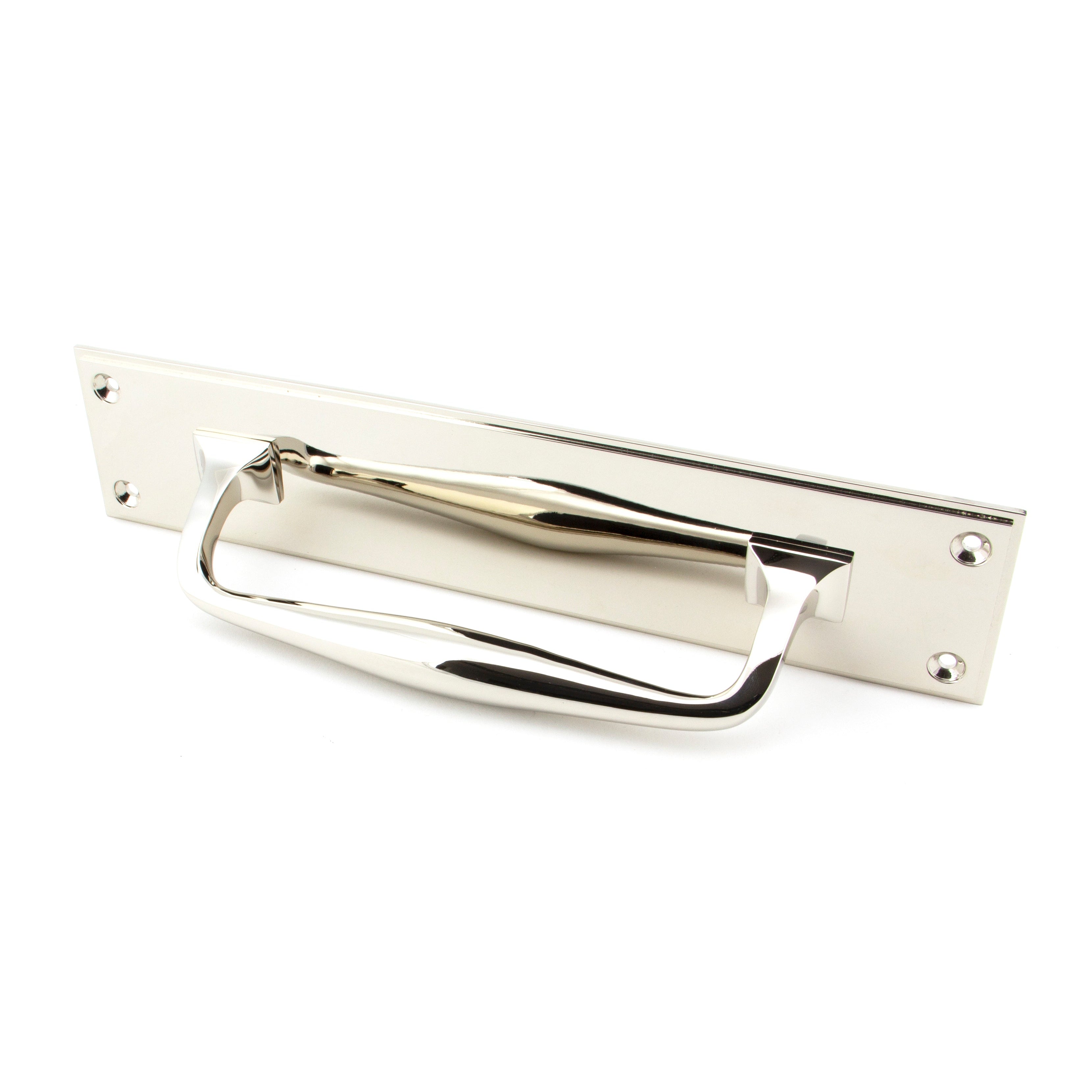 Polished Nickel 300mm Art Deco Pull Handle on Backplate | From The Anvil-On Backplate-Yester Home