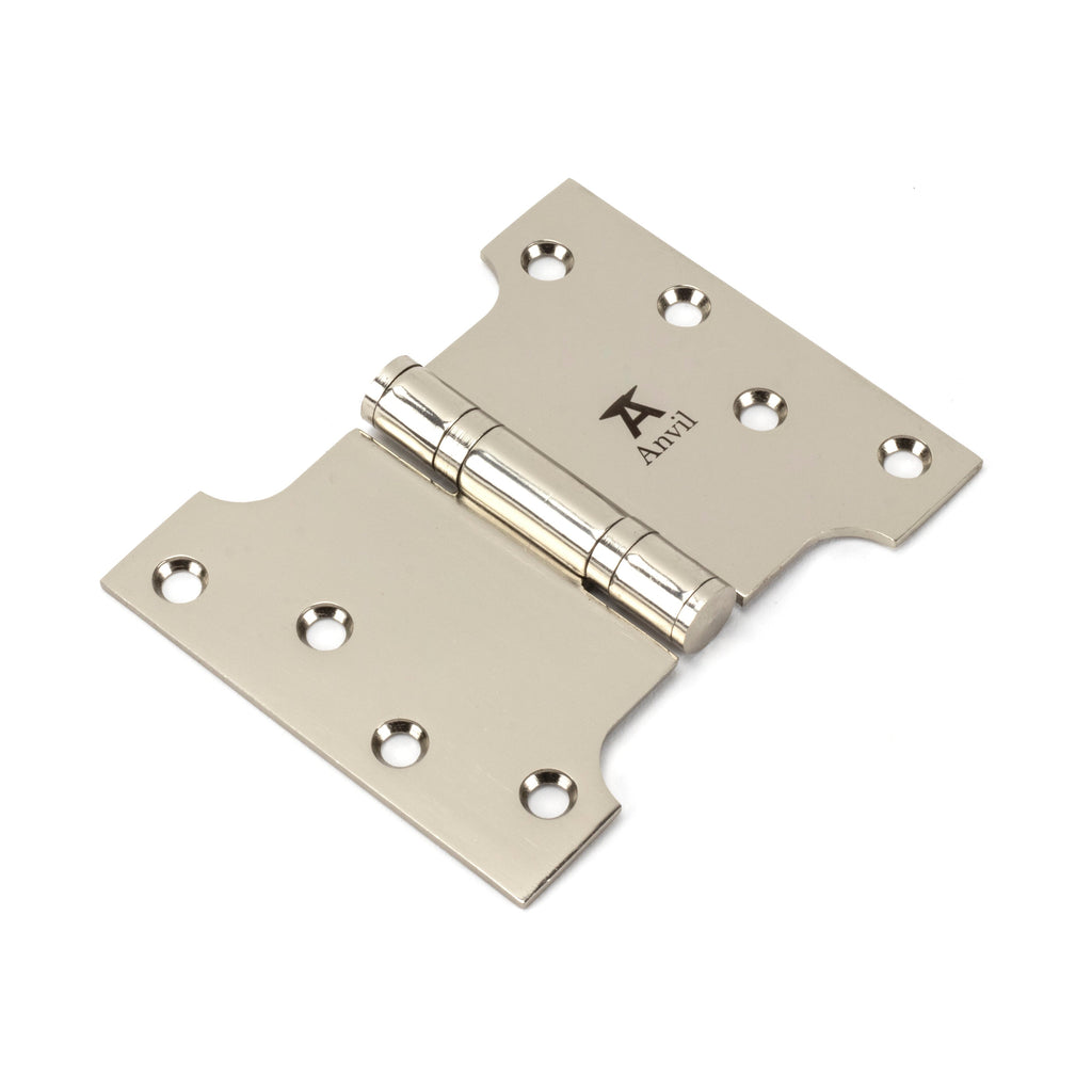 Polished Nickel 4" x 3" x 5" Parliament Hinge (pair) ss | From The Anvil-Parliament Hinges-Yester Home
