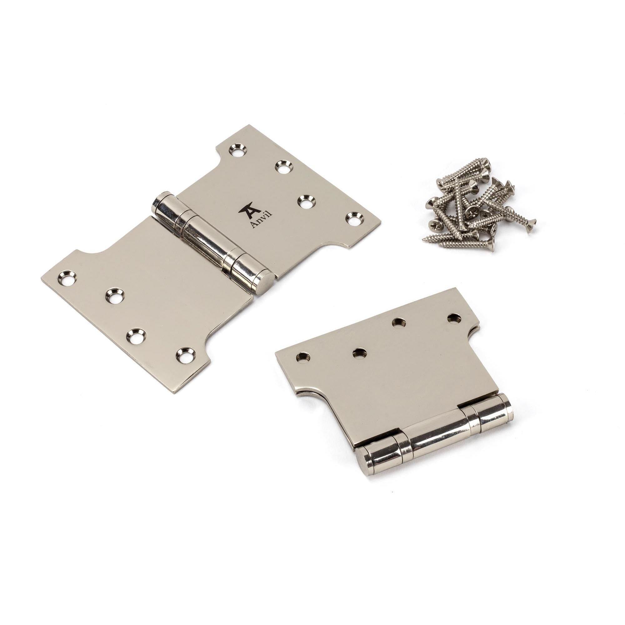 Polished Nickel 4" x 4" x 6" Parliament Hinge (pair) ss | From The Anvil - Parliament Hinges - From The Anvil - Yester Home