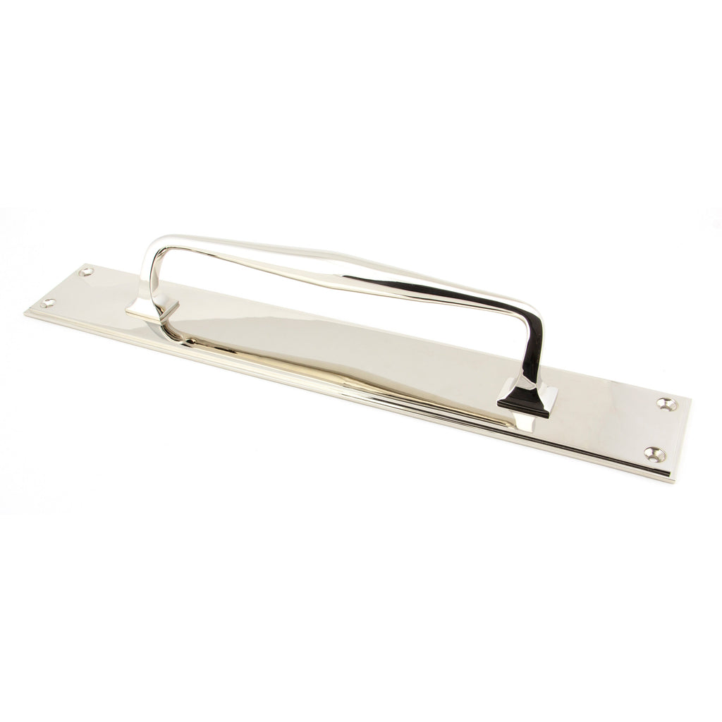 Polished Nickel 425mm Art Deco Pull Handle on Backplate | From The Anvil-On Backplate-Yester Home