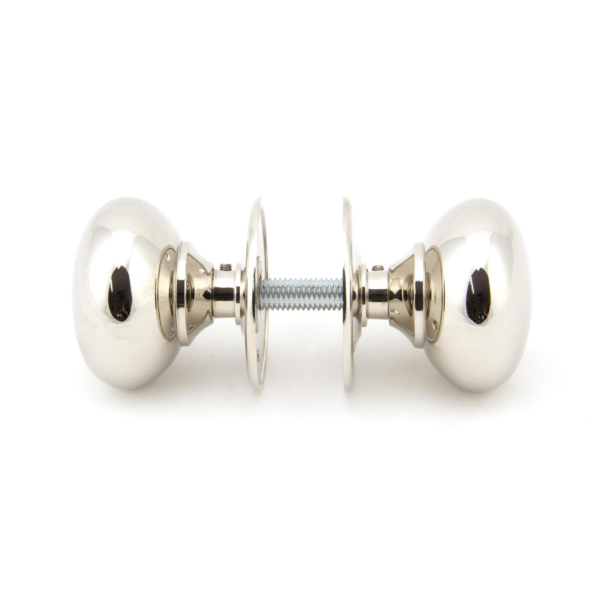 Polished Nickel 57mm Mushroom Mortice/Rim Knob Set | From The Anvil - Mortice Knobs - From The Anvil - Yester Home