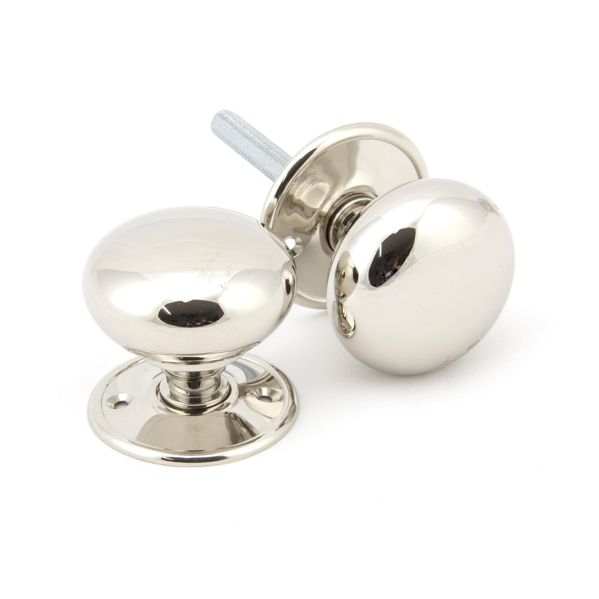 Polished Nickel 57mm Mushroom Mortice/Rim Knob Set | From The Anvil - Mortice Knobs - From The Anvil - Yester Home