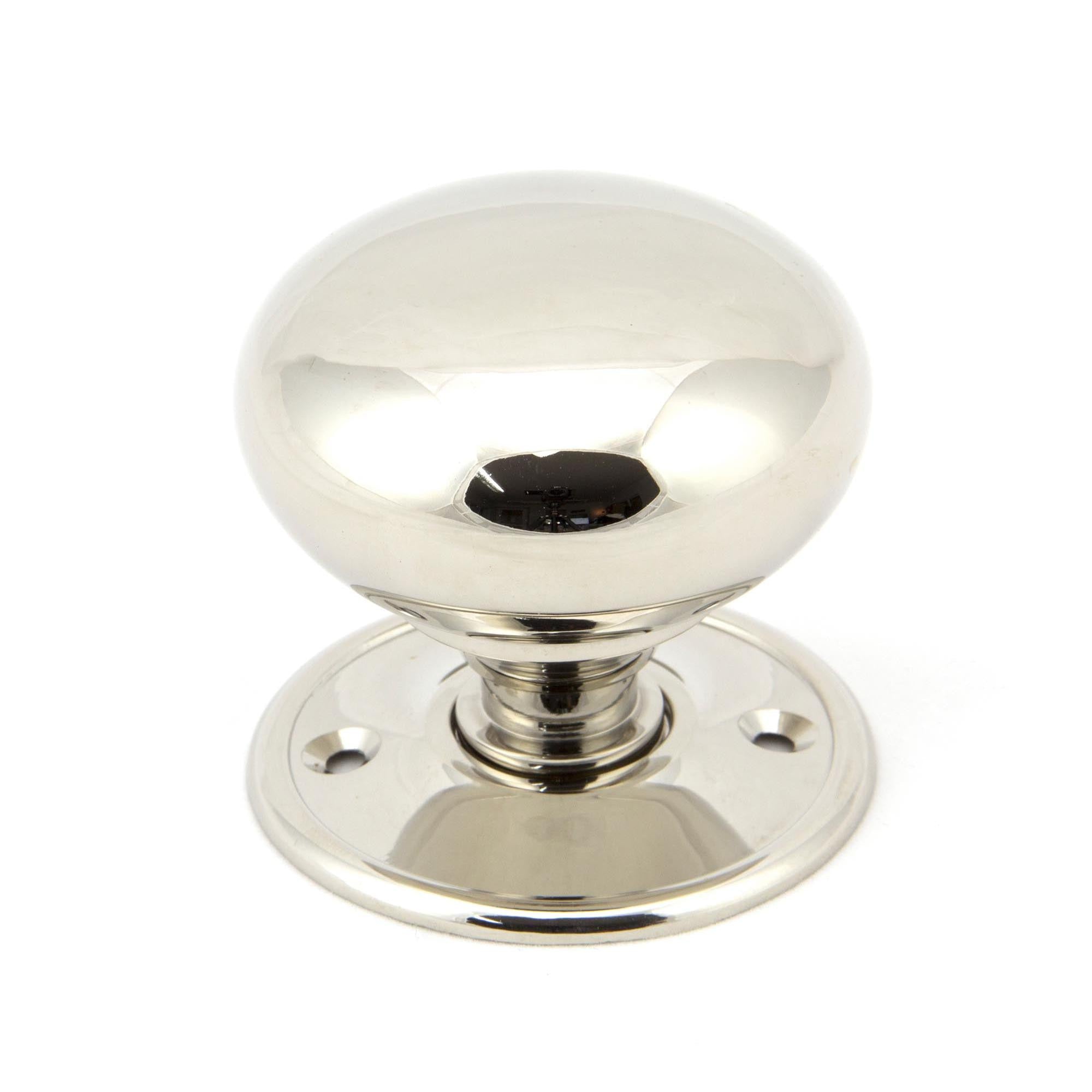 Polished Nickel 57mm Mushroom Mortice/Rim Knob Set | From The Anvil - Mortice Knobs - From The Anvil - Yester Home