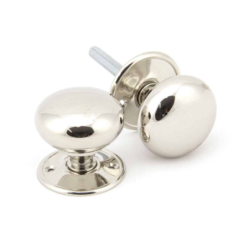 Polished Nickel 57mm Mushroom Mortice/Rim Knob Set | From The Anvil-Mortice Knobs-Yester Home