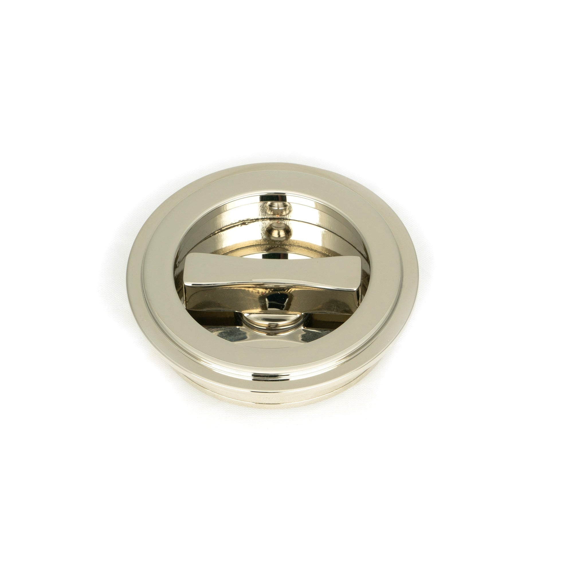 Polished Nickel 60mm Art Deco Round Pull - Privacy Set | From The Anvil-Cabinet Pulls-Yester Home