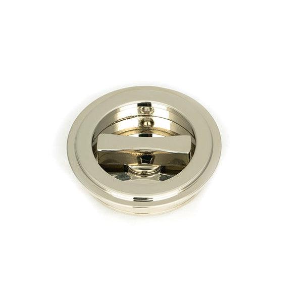 Polished Nickel 60mm Art Deco Round Pull - Privacy Set | From The Anvil-Cabinet Pulls-Yester Home