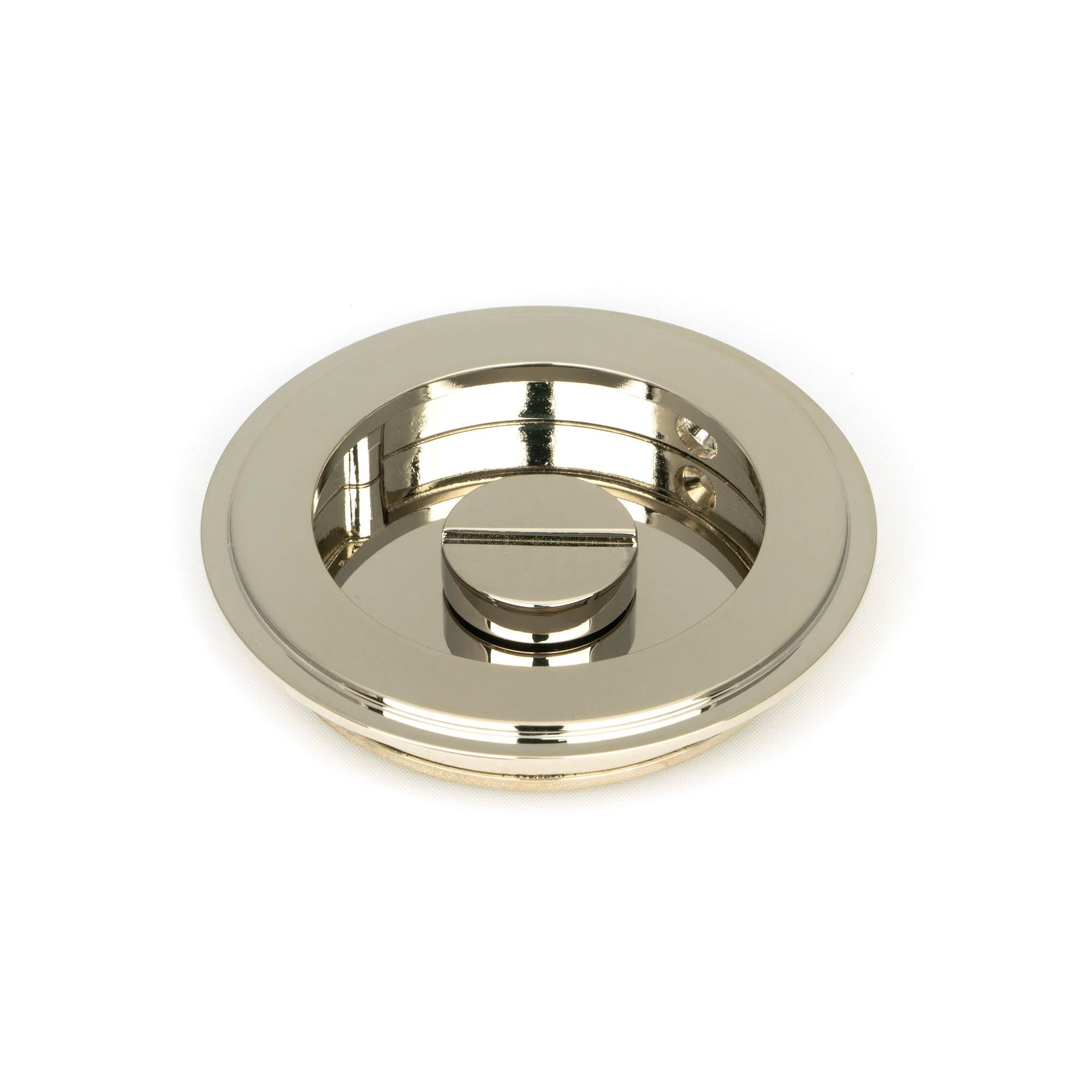 Polished Nickel 75mm Art Deco Round Pull - Privacy Set | From The Anvil - Cabinet Pulls - From The Anvil - Yester Home