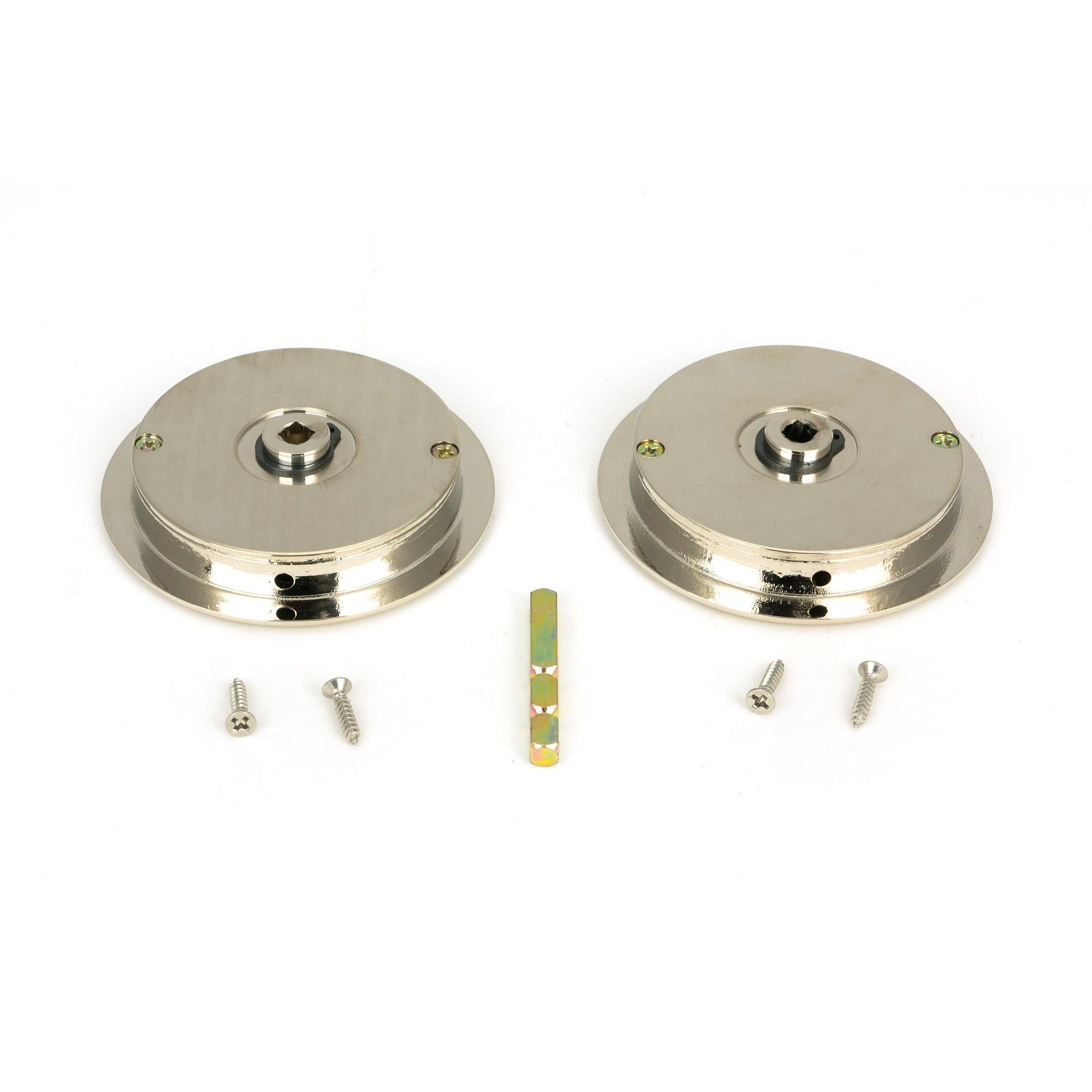 Polished Nickel 75mm Art Deco Round Pull - Privacy Set | From The Anvil - Cabinet Pulls - From The Anvil - Yester Home