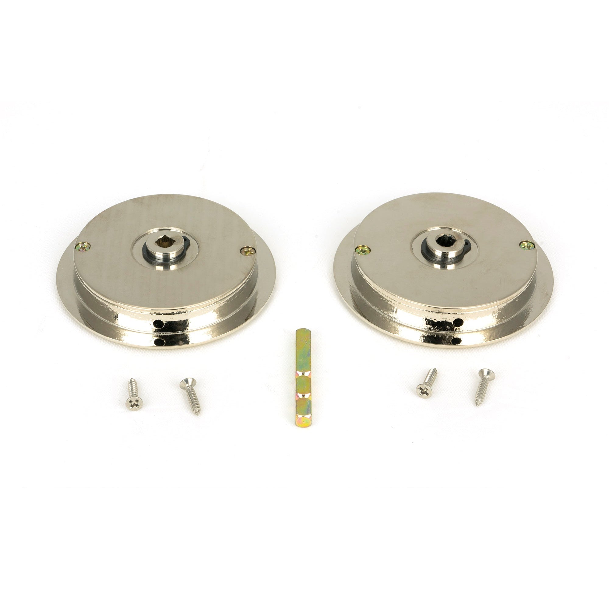 Polished Nickel 75mm Art Deco Round Pull - Privacy Set | From The Anvil-Cabinet Pulls-Yester Home