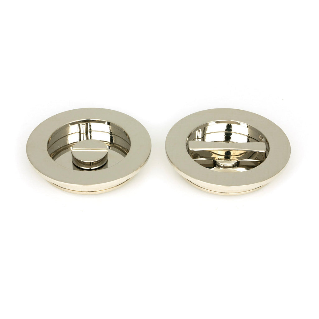 Polished Nickel 75mm Plain Round Pull - Privacy Set | From The Anvil-Cabinet Pulls-Yester Home