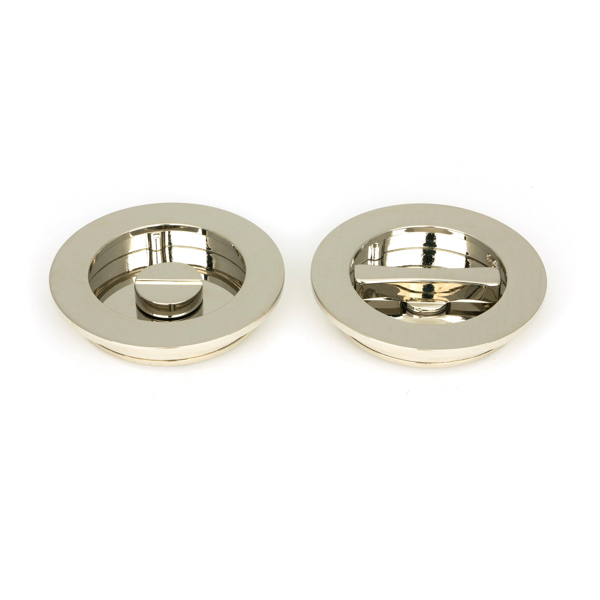 Polished Nickel 75mm Plain Round Pull - Privacy Set | From The Anvil-Cabinet Pulls-Yester Home