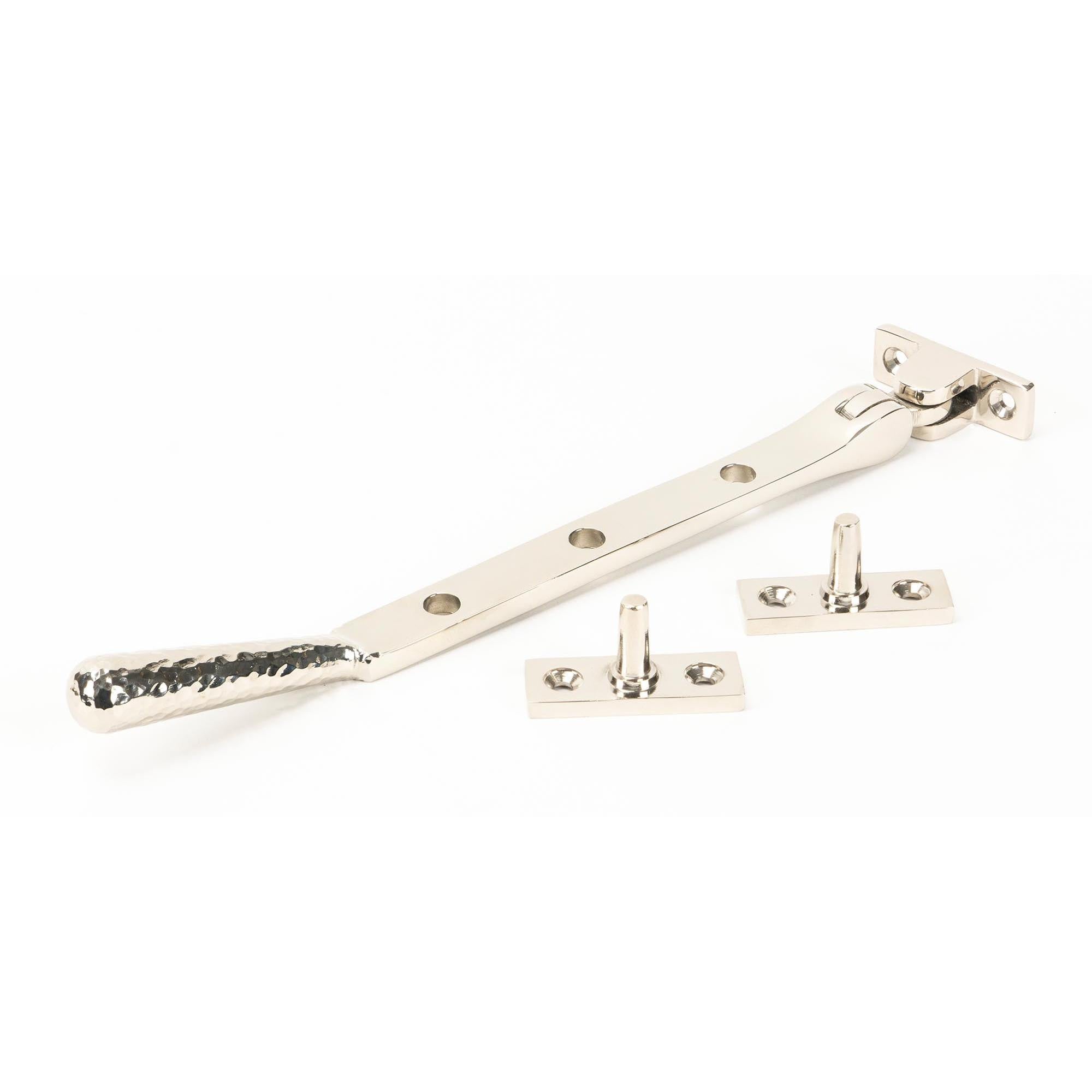 Polished Nickel 8" Hammered Newbury Stay | From The Anvil - Stays - From The Anvil - Yester Home
