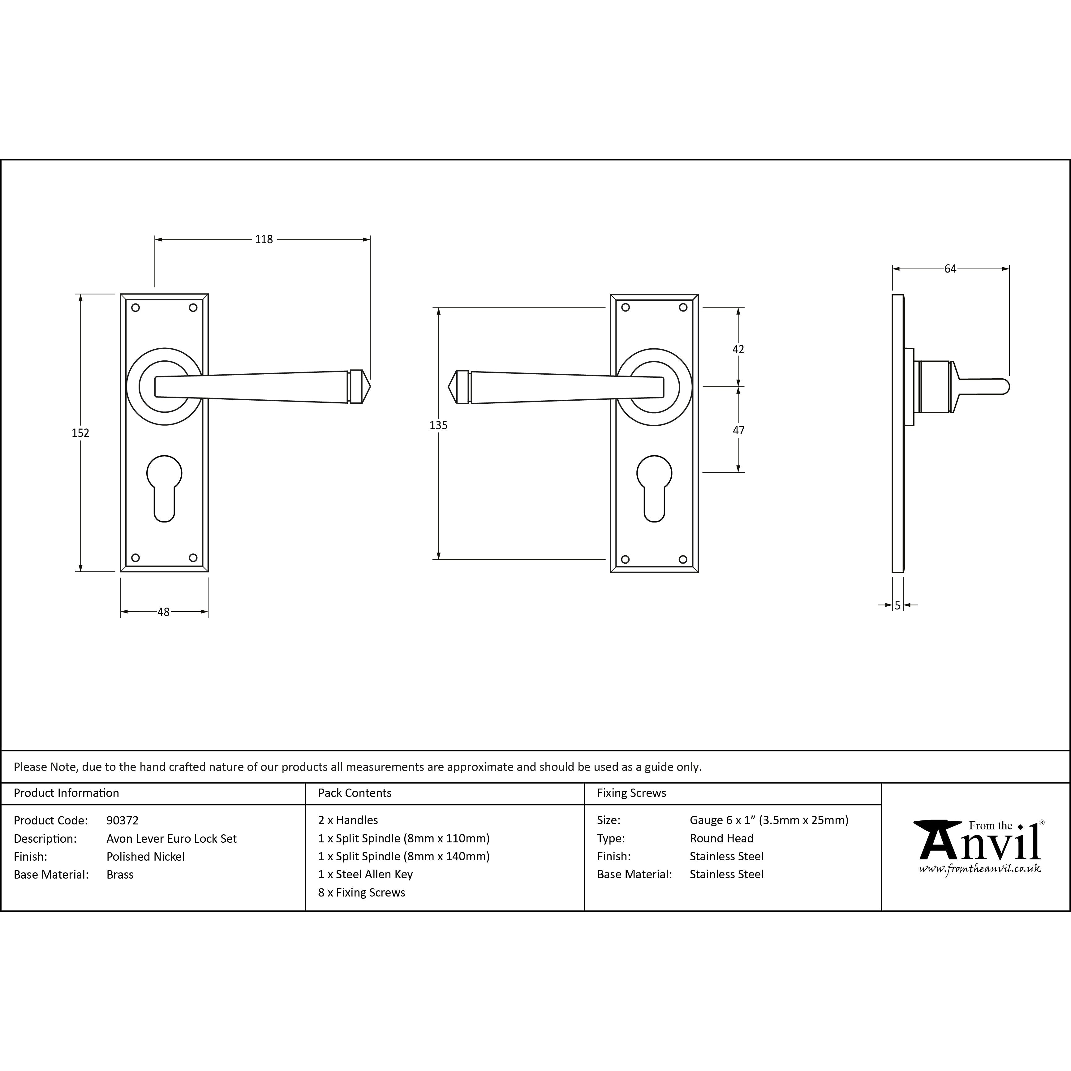 Polished Nickel Avon Lever Euro Lock Set | From The Anvil-Lever Euro-Yester Home