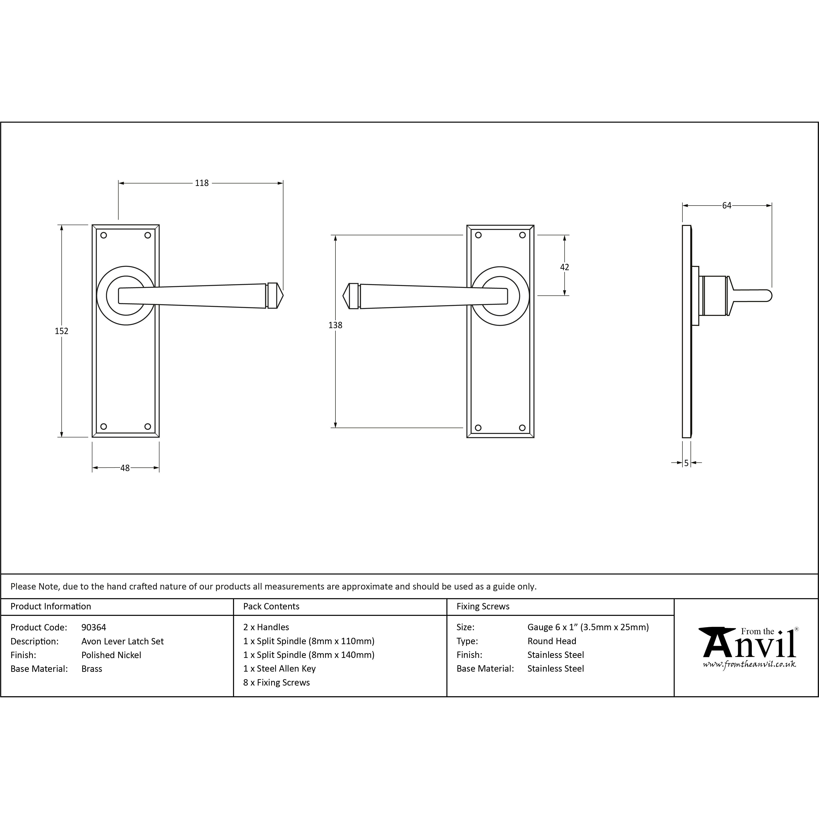 Polished Nickel Avon Lever Latch Set | From The Anvil-Lever Latch-Yester Home