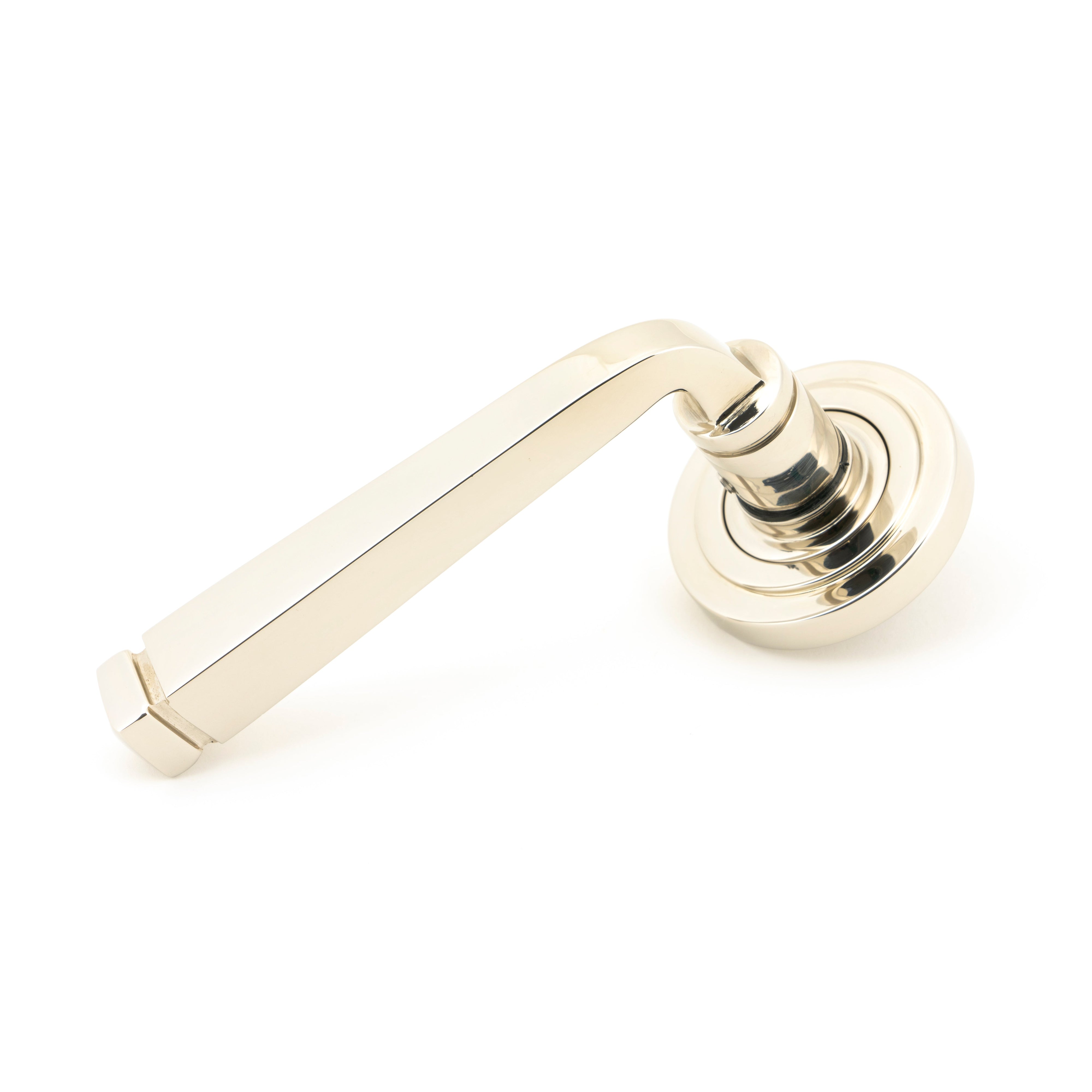 Polished Nickel Avon Round Lever on Rose Set (Art Deco) | From The Anvil-Concealed-Yester Home