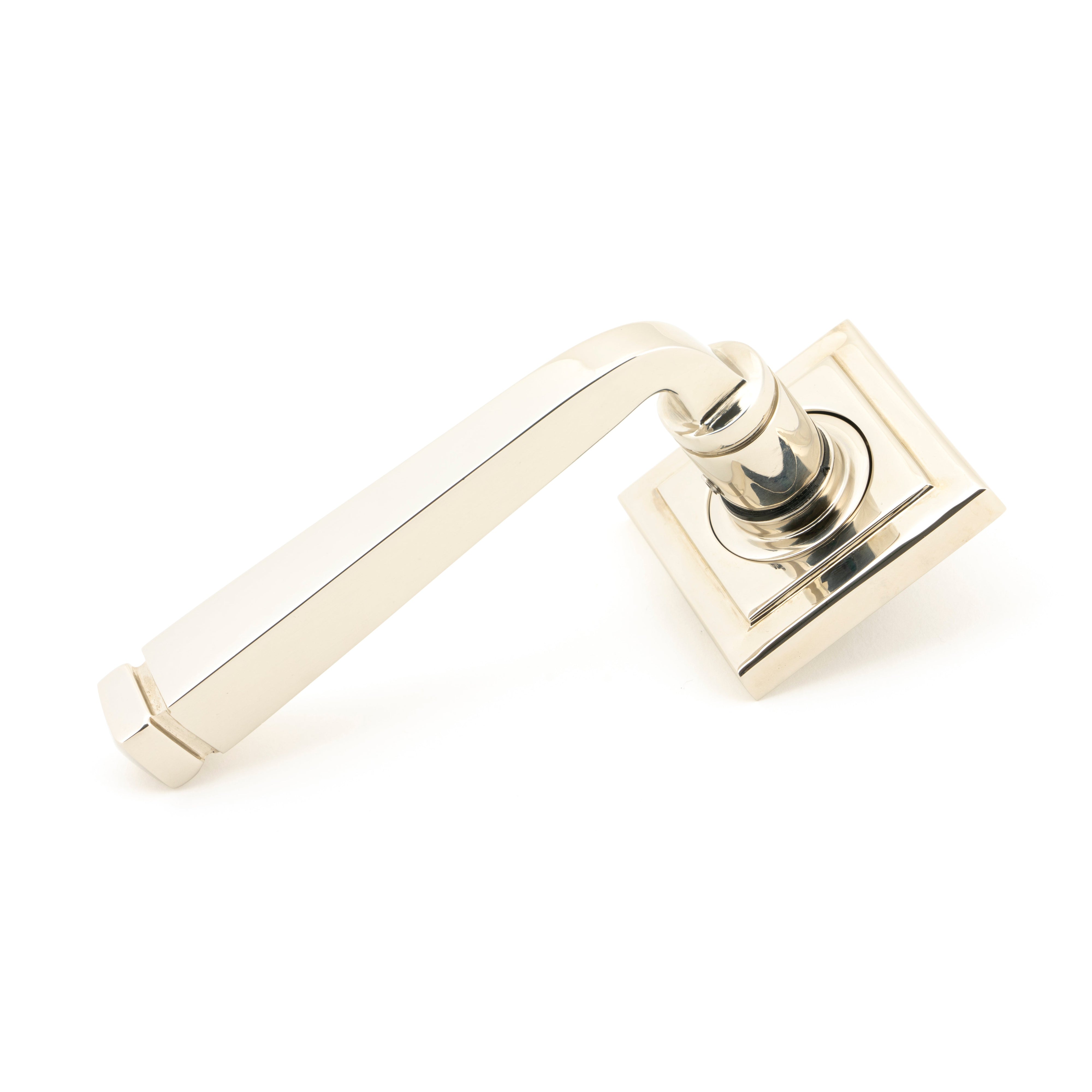 Polished Nickel Avon Round Lever on Rose Set (Square) | From The Anvil-Concealed-Yester Home