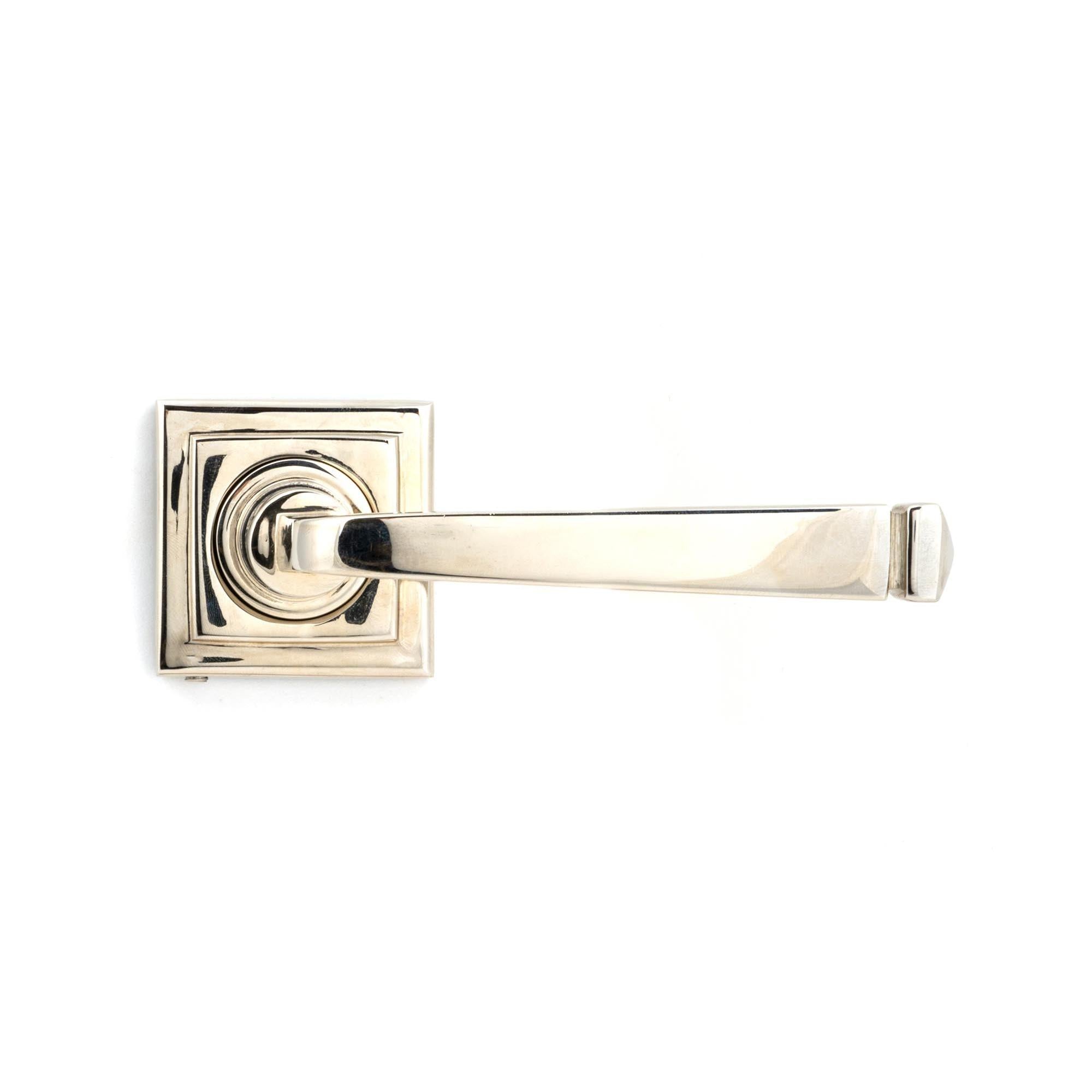 Polished Nickel Avon Round Lever on Rose Set (Square) - Unsprung | From The Anvil - Concealed - From The Anvil - Yester Home