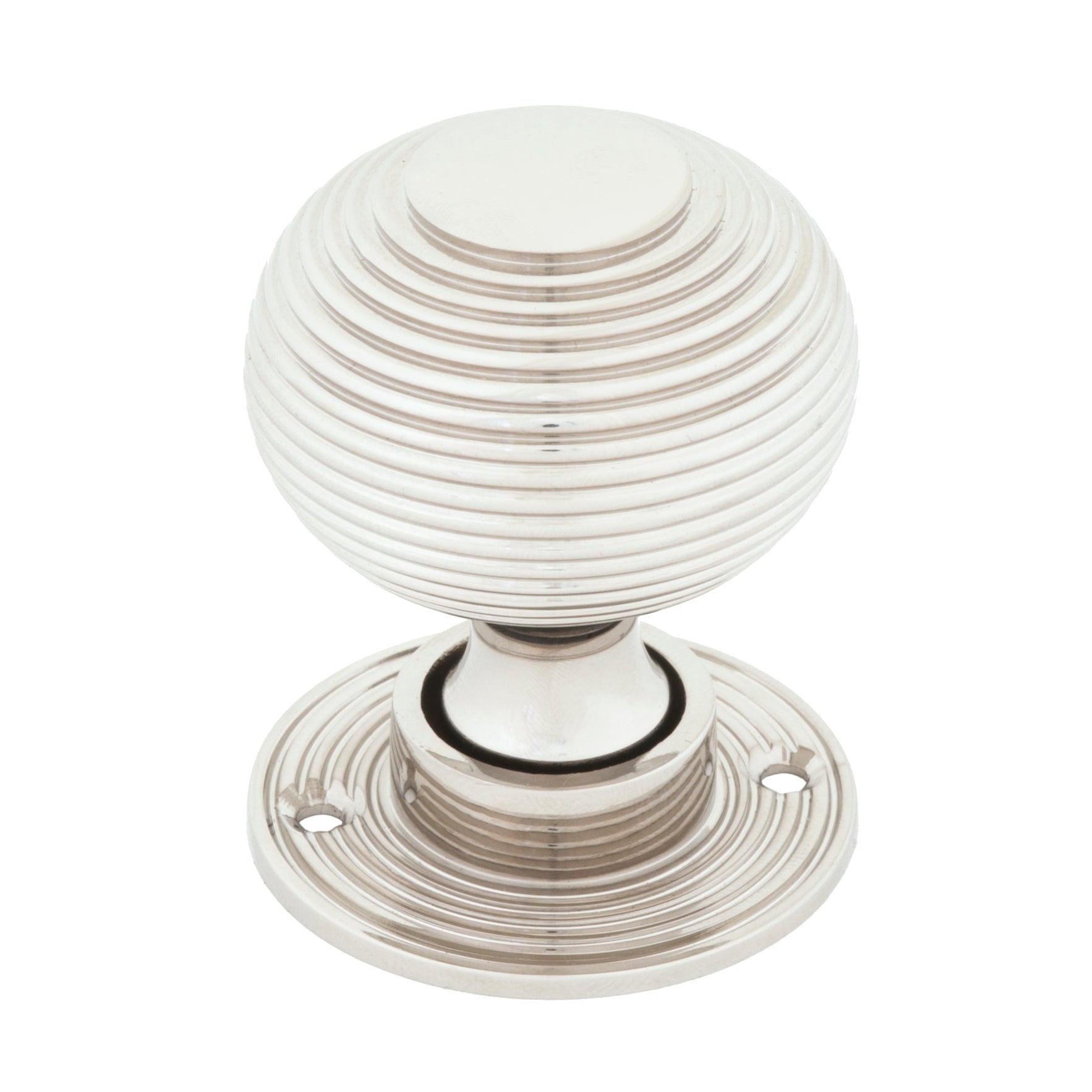 Polished Nickel Beehive Mortice/Rim Knob Set | From The Anvil-Mortice Knobs-Yester Home