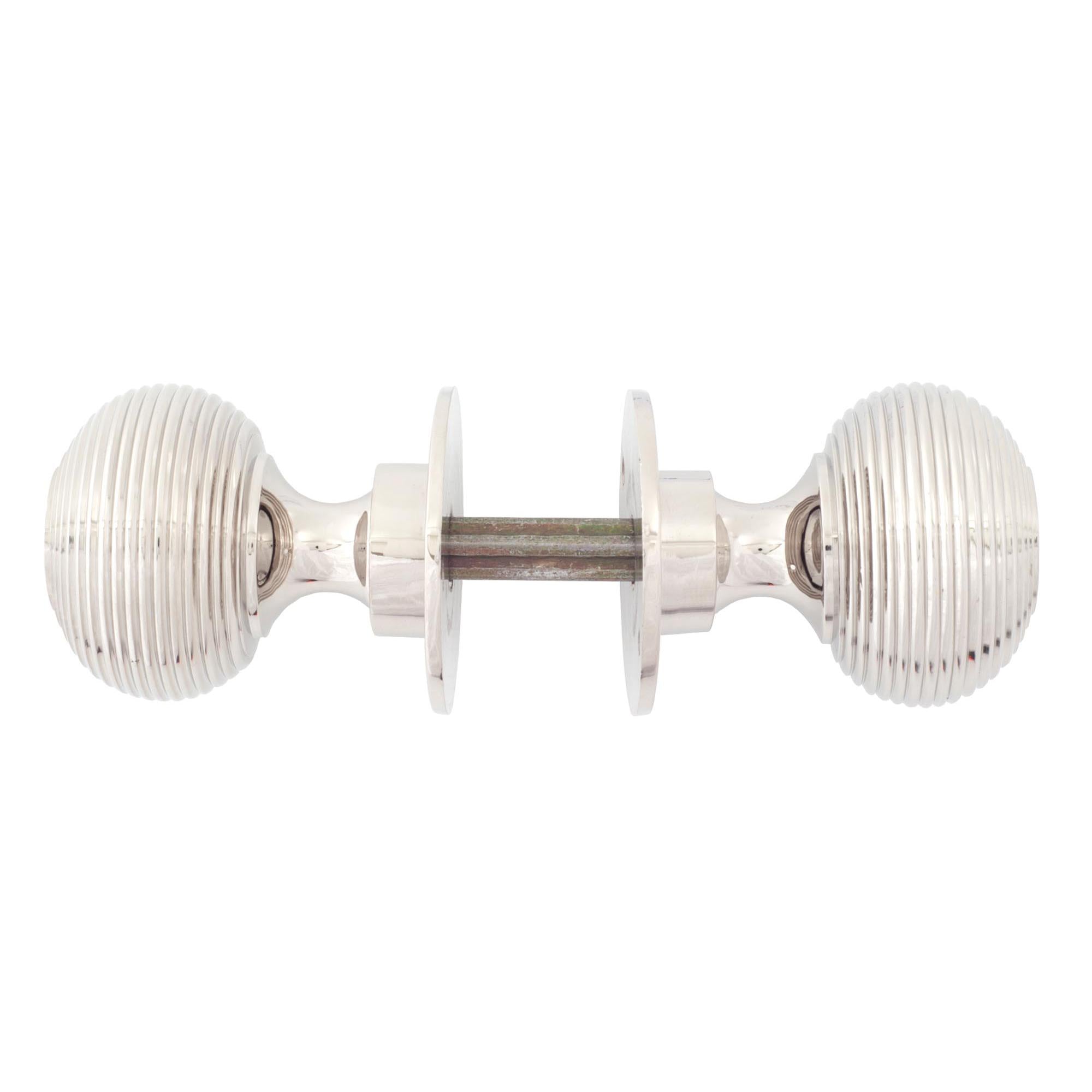 Polished Nickel Beehive Mortice/Rim Knob Set | From The Anvil - Mortice Knobs - From The Anvil - Yester Home