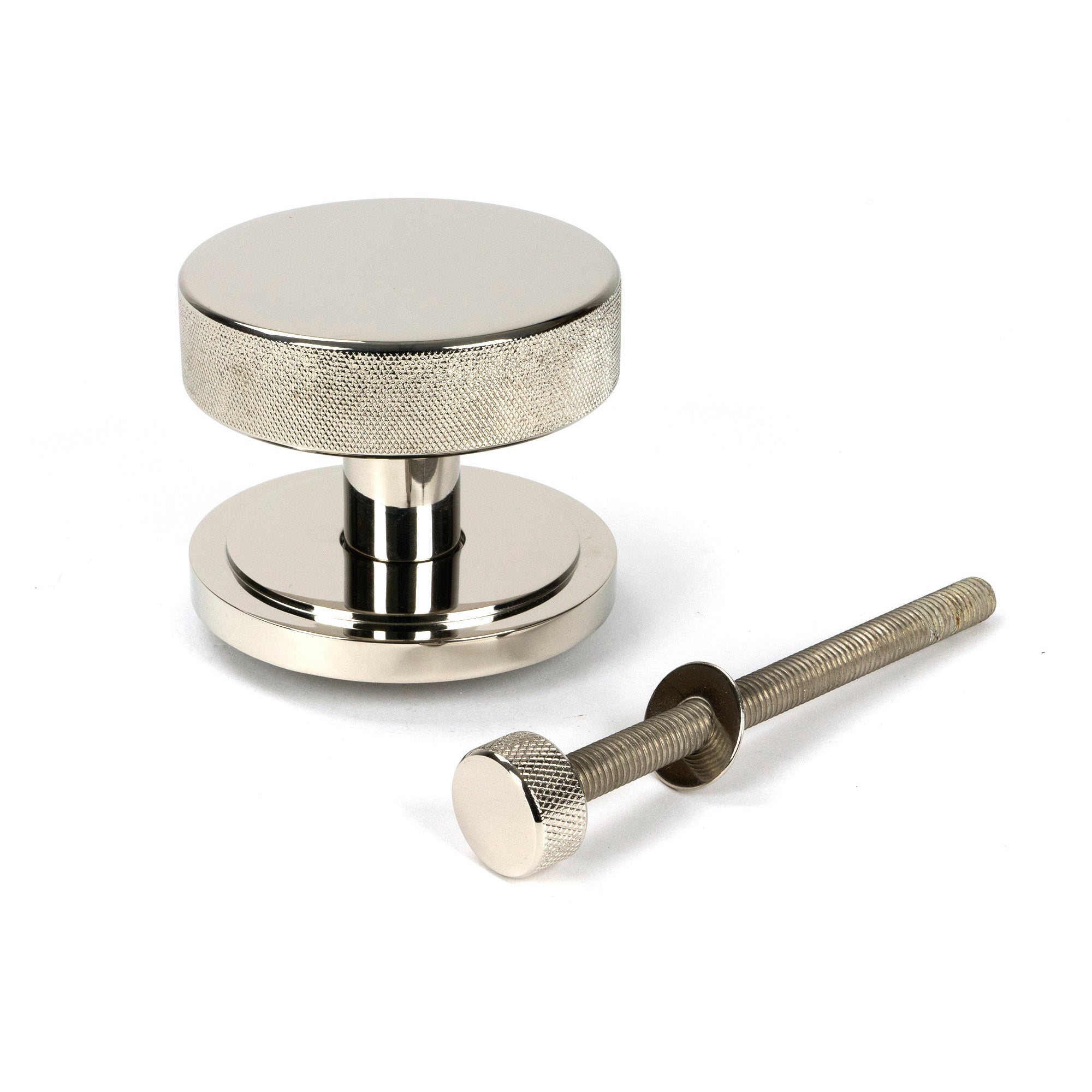 Polished Nickel Brompton Centre Door Knob (Art Deco) | From The Anvil-Centre Door Knobs-Yester Home