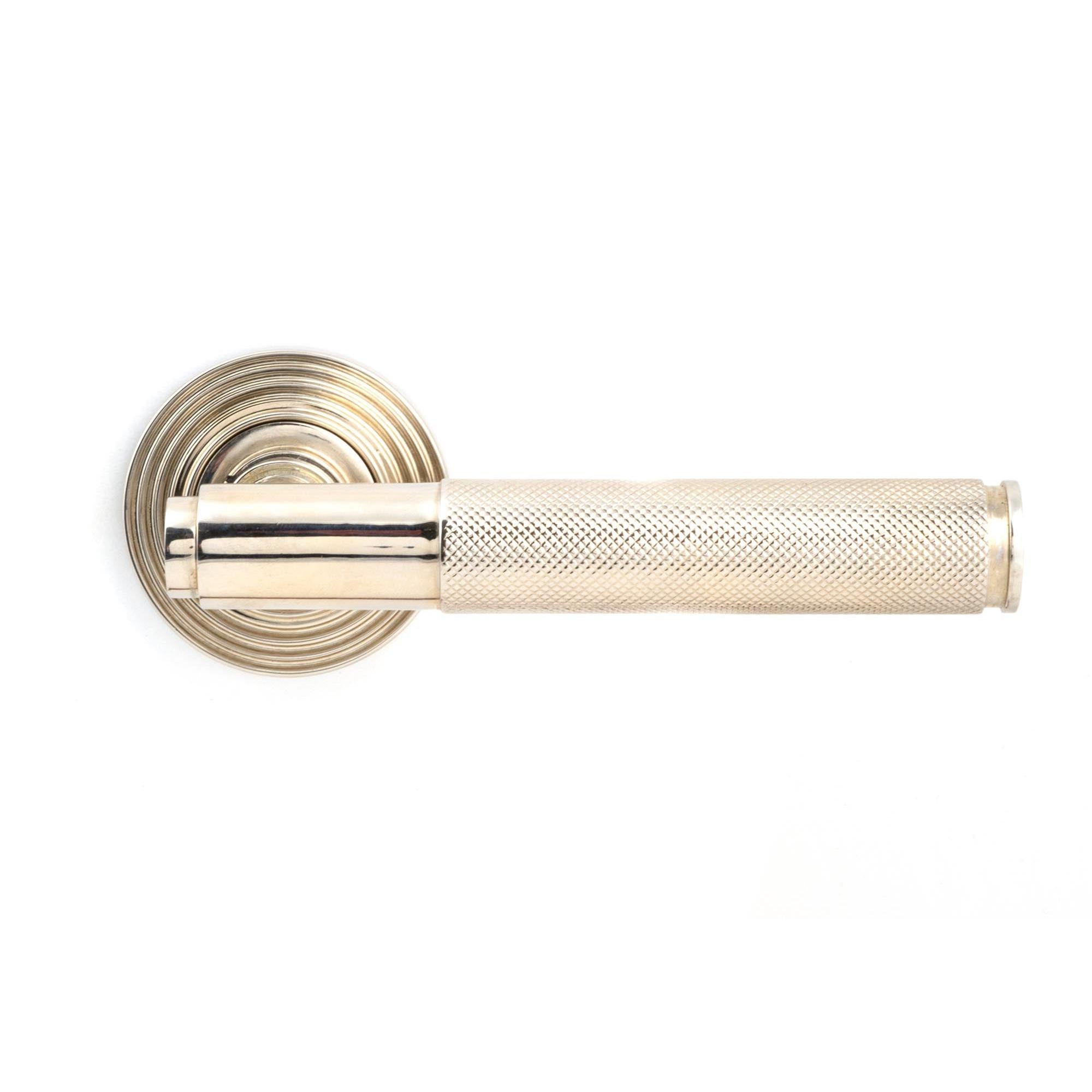 Polished Nickel Brompton Lever on Rose Set (Beehive) - Unsprung | From The Anvil - Concealed - From The Anvil - Yester Home