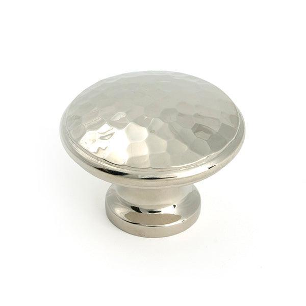 Polished Nickel Hammered Cabinet Knob - Large - Cabinet Knobs - From The Anvil - Yester Home