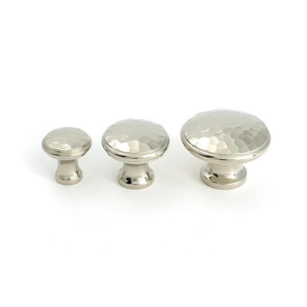 Polished Nickel Hammered Cabinet Knob - Medium - Cabinet Knobs - From The Anvil - Yester Home
