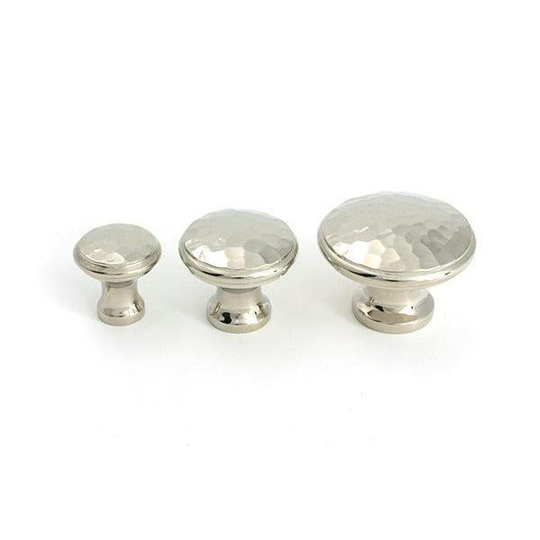 Polished Nickel Hammered Cabinet Knob - Medium - Cabinet Knobs - From The Anvil - Yester Home