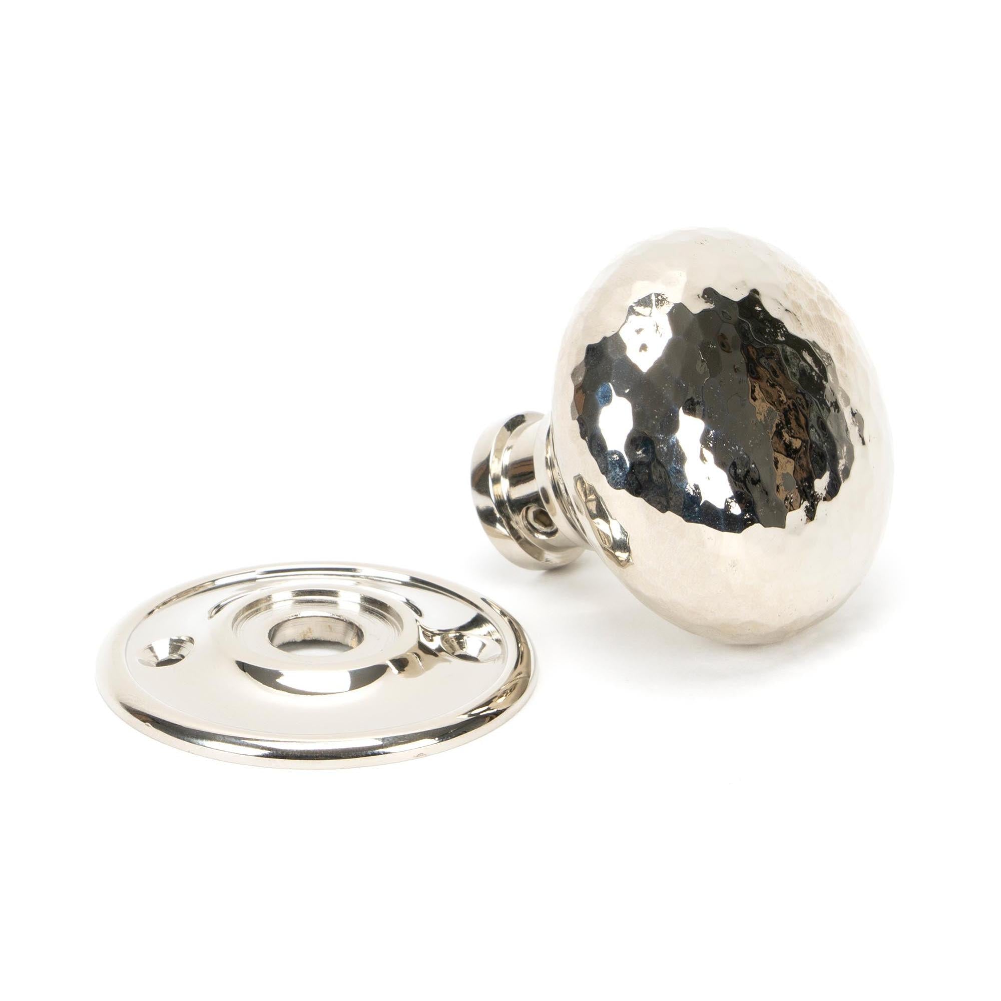 Polished Nickel Hammered Mushroom Mortice/Rim Knob Set | From The Anvil - Mortice Knobs - From The Anvil - Yester Home