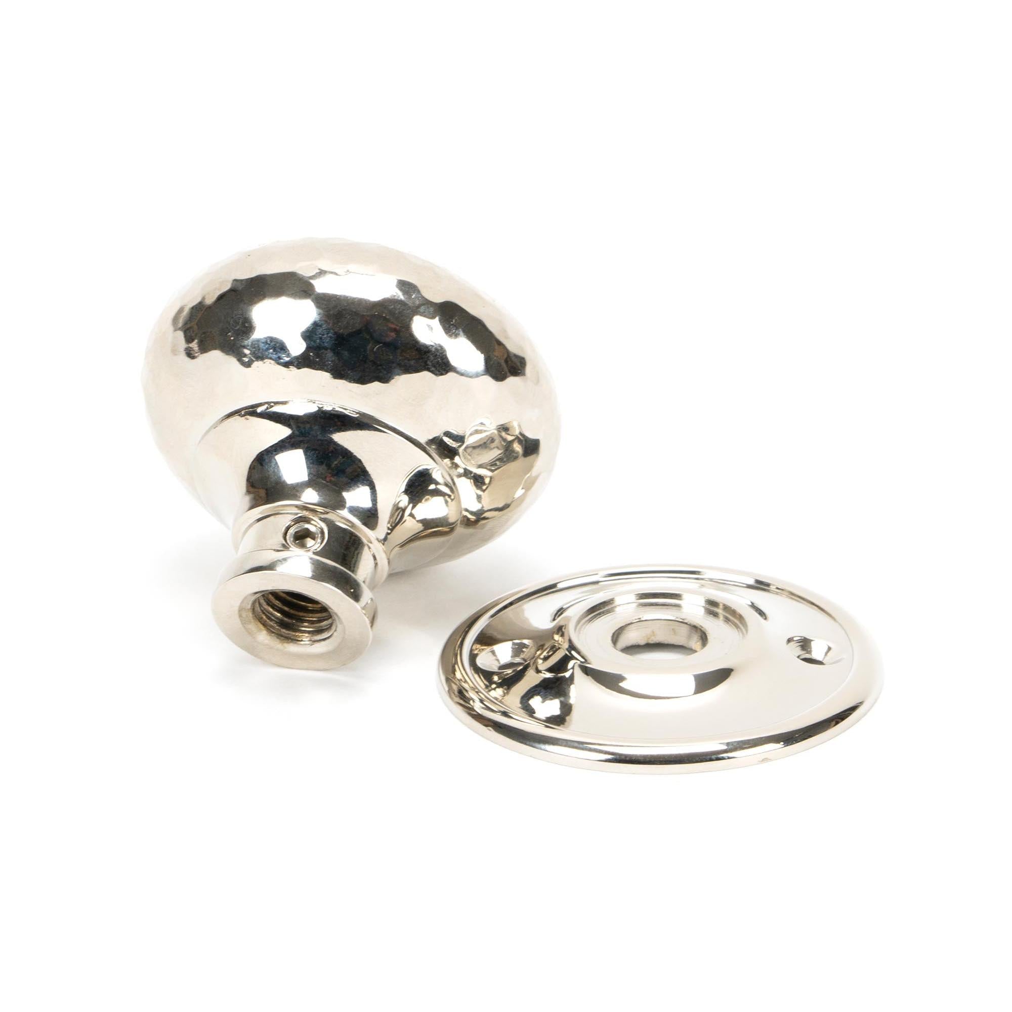 Polished Nickel Hammered Mushroom Mortice/Rim Knob Set | From The Anvil - Mortice Knobs - From The Anvil - Yester Home