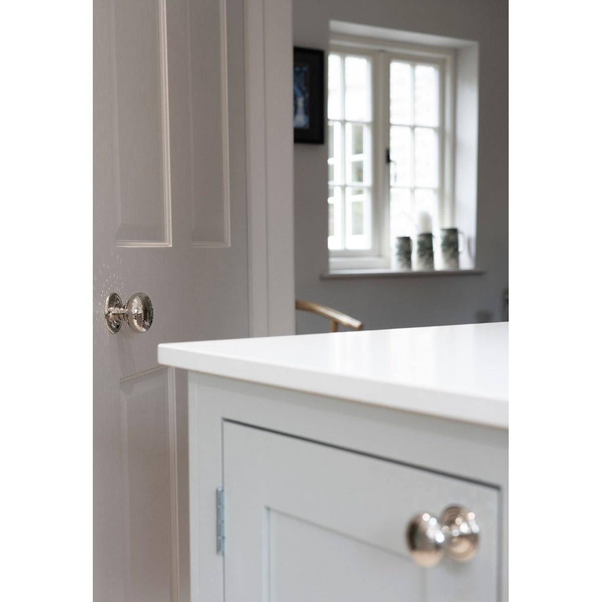 Polished Nickel Hammered Mushroom Mortice/Rim Knob Set | From The Anvil-Mortice Knobs-Yester Home