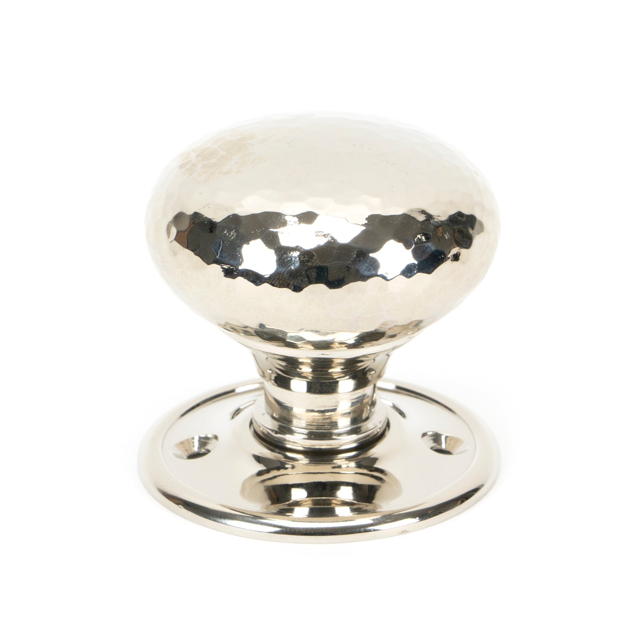 Polished Nickel Hammered Mushroom Mortice/Rim Knob Set | From The Anvil-Mortice Knobs-Yester Home