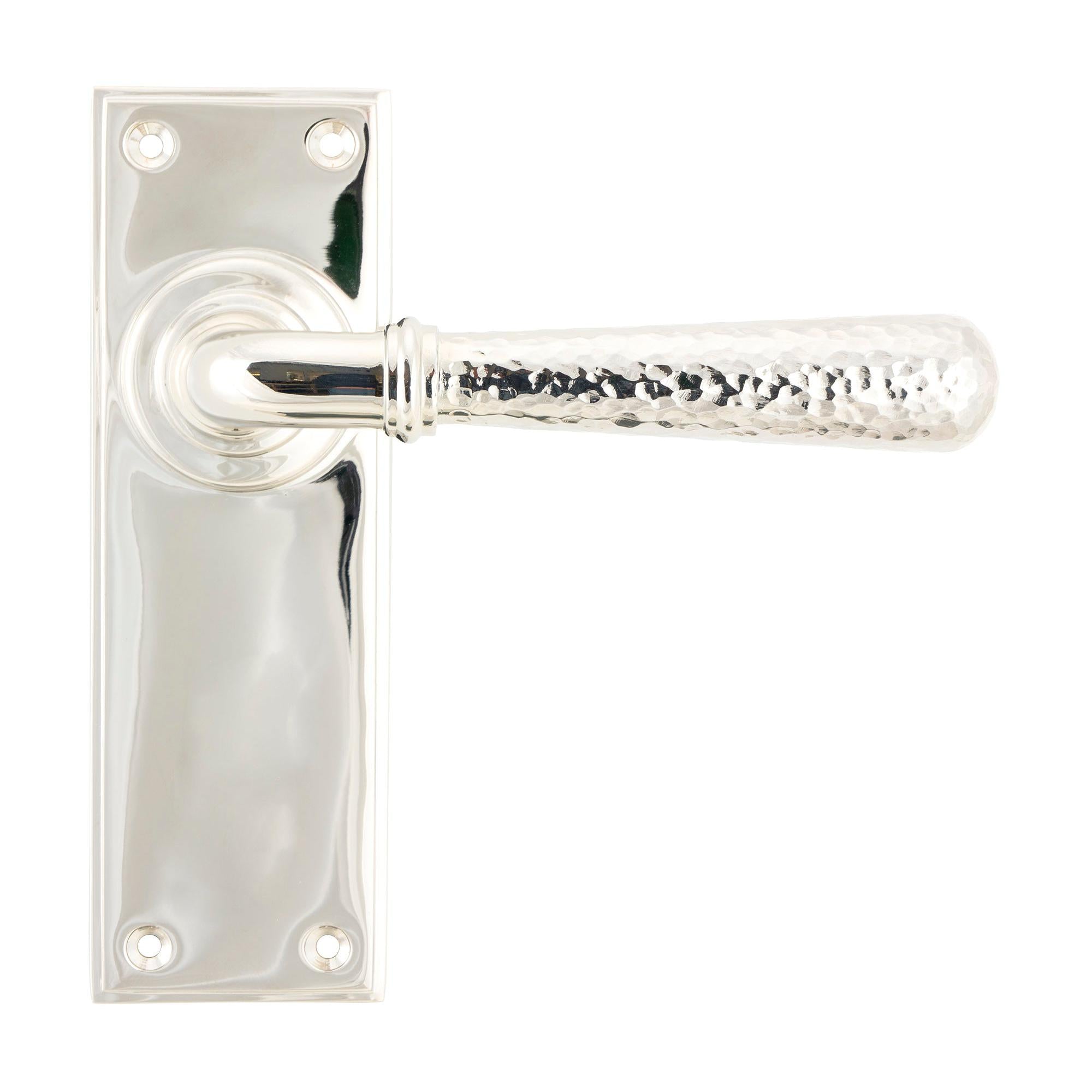Polished Nickel Hammered Newbury Lever Latch Set | From The Anvil - Lever Latch - From The Anvil - Yester Home