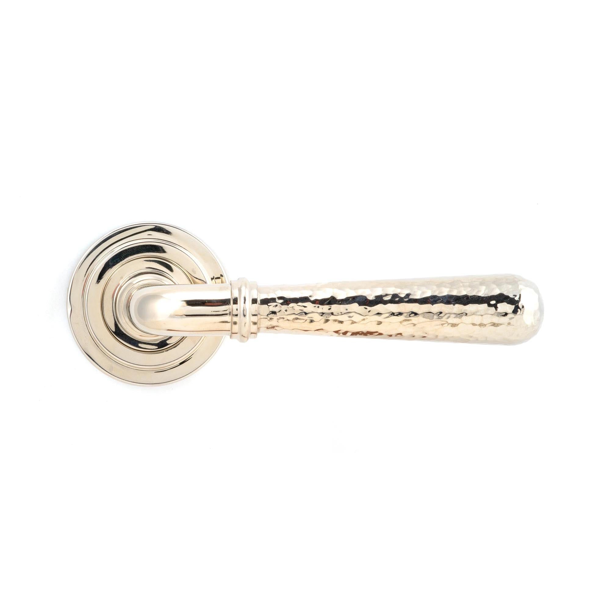 Polished Nickel Hammered Newbury Lever on Rose Set (Art Deco) Unsprung | From The Anvil - Concealed - From The Anvil - Yester Home