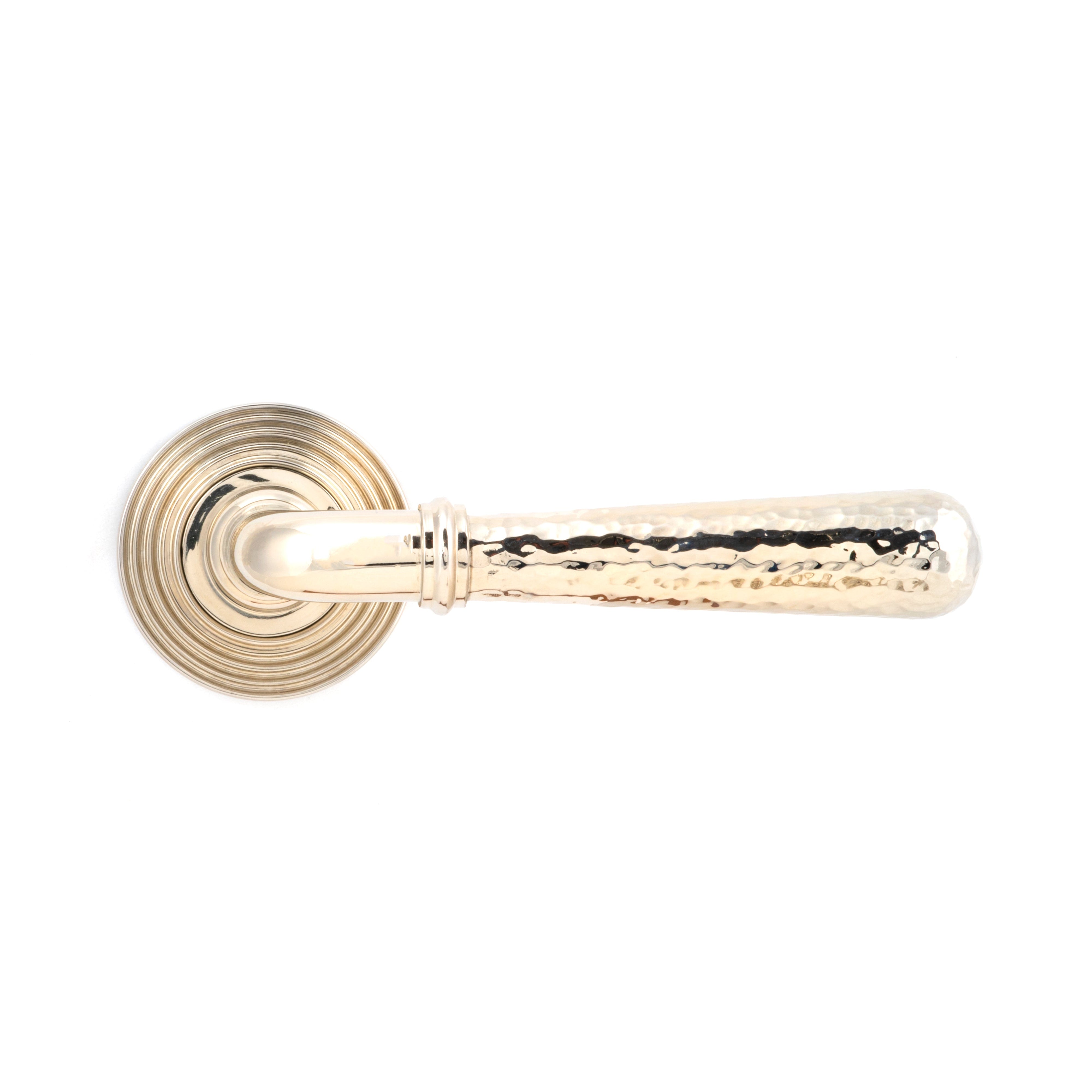Polished Nickel Hammered Newbury Lever on Rose Set (Beehive) | From The Anvil-Concealed-Yester Home