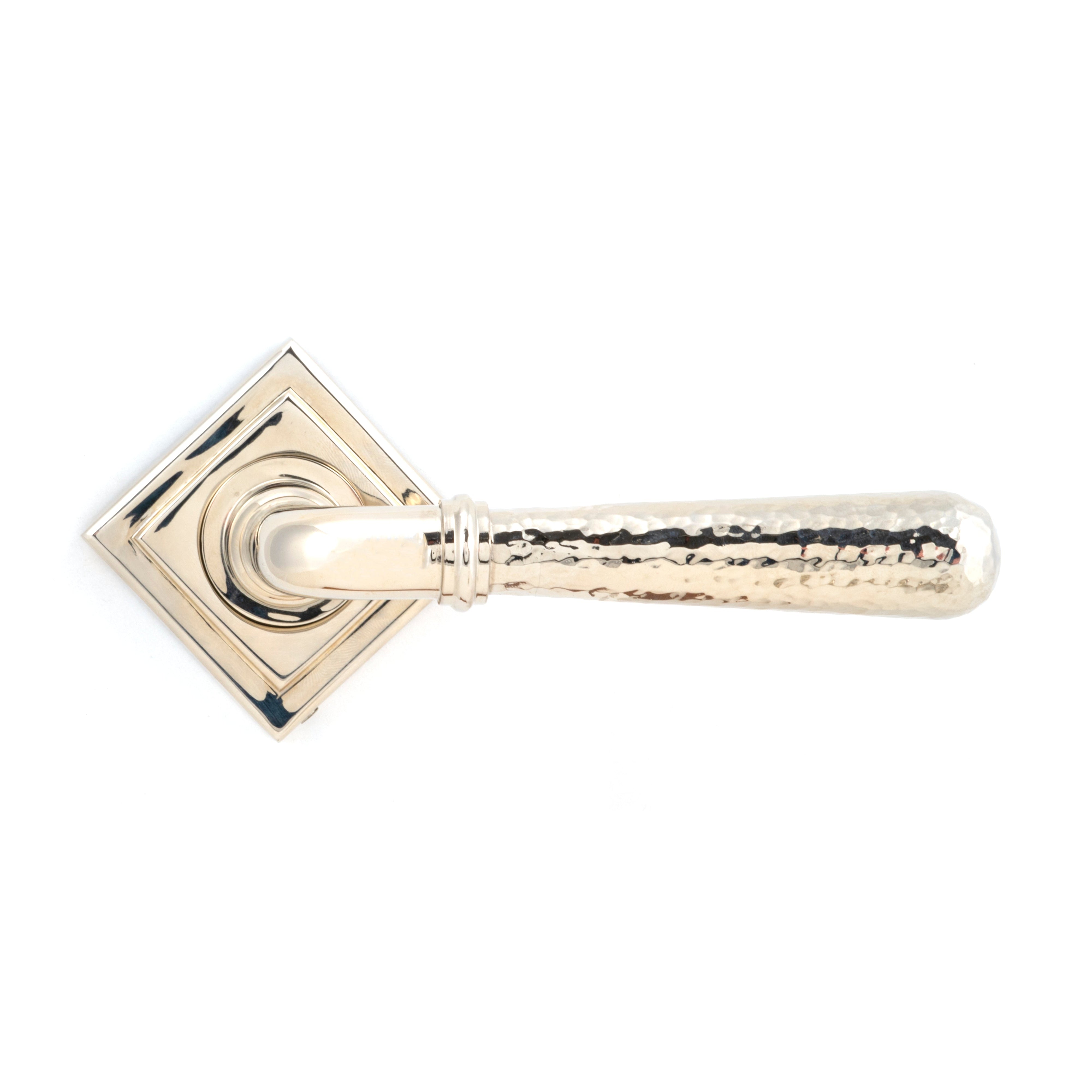 Polished Nickel Hammered Newbury Lever on Rose Set (Square) | From The Anvil-Concealed-Yester Home