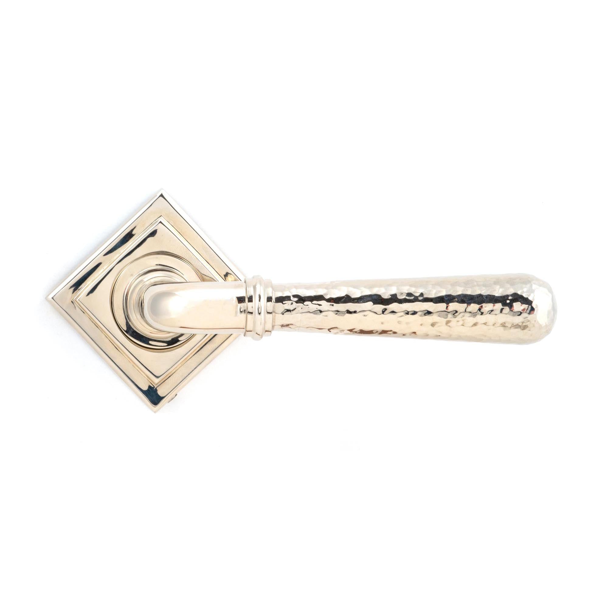 Polished Nickel Hammered Newbury Lever on Rose Set (Square) - Unsprung | From The Anvil - Concealed - From The Anvil - Yester Home