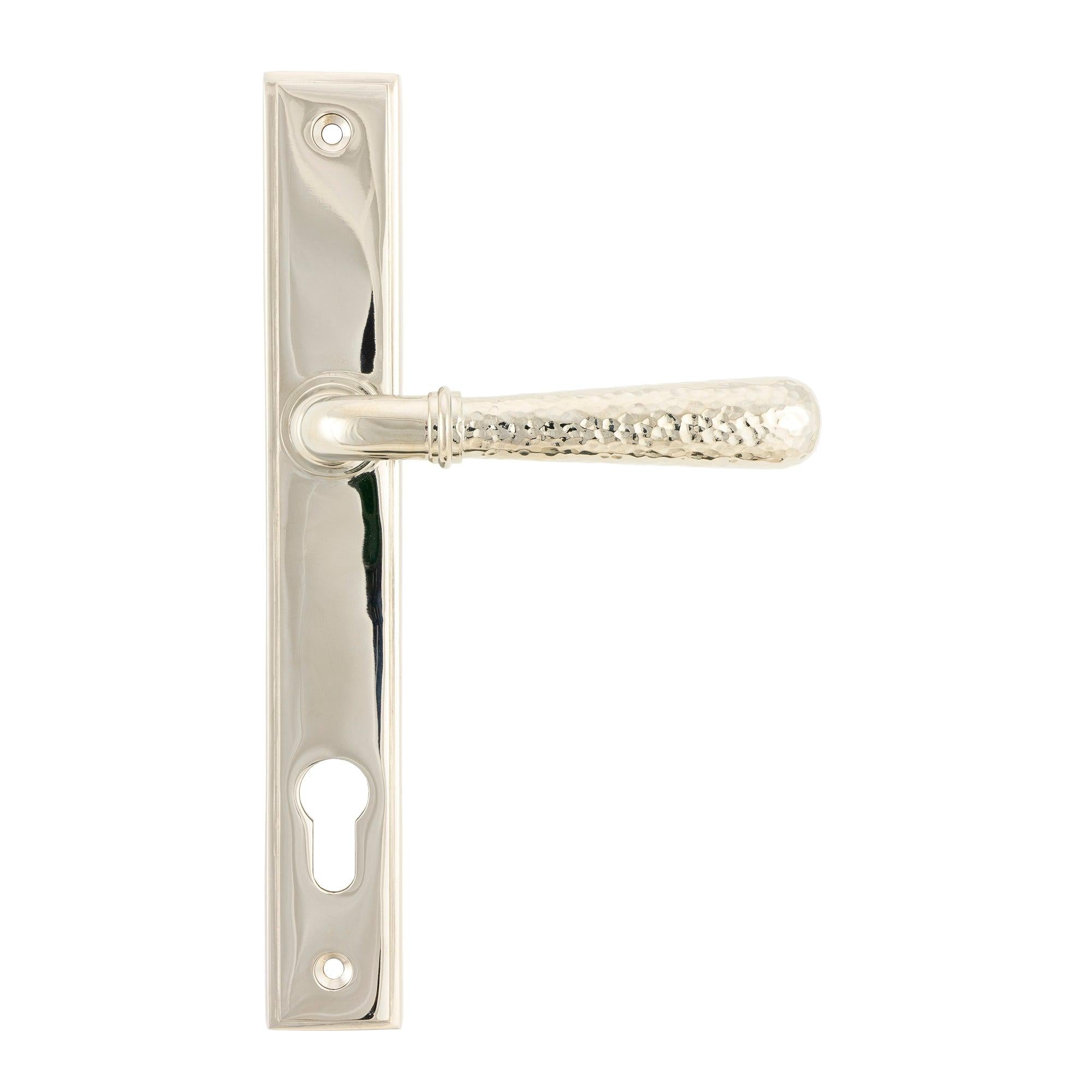 Polished Nickel Hammered Newbury Slimline Espag. Lock Set | From The Anvil - Espagnolette - From The Anvil - Yester Home